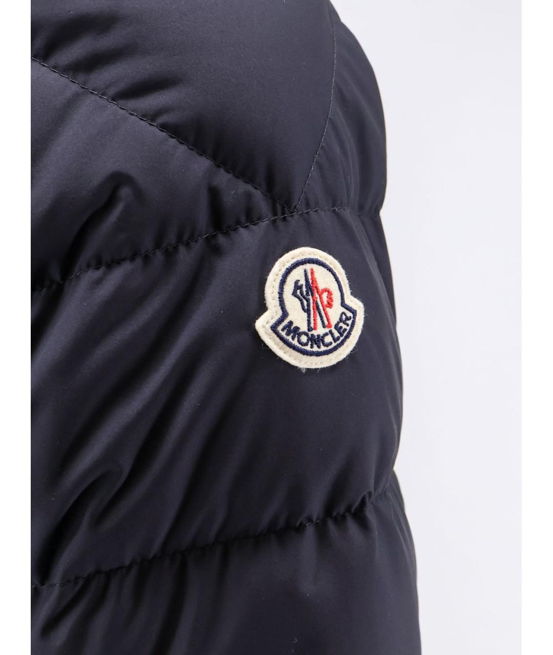MONCLER Темно-синий полиэстеровый пуховик, фото 3