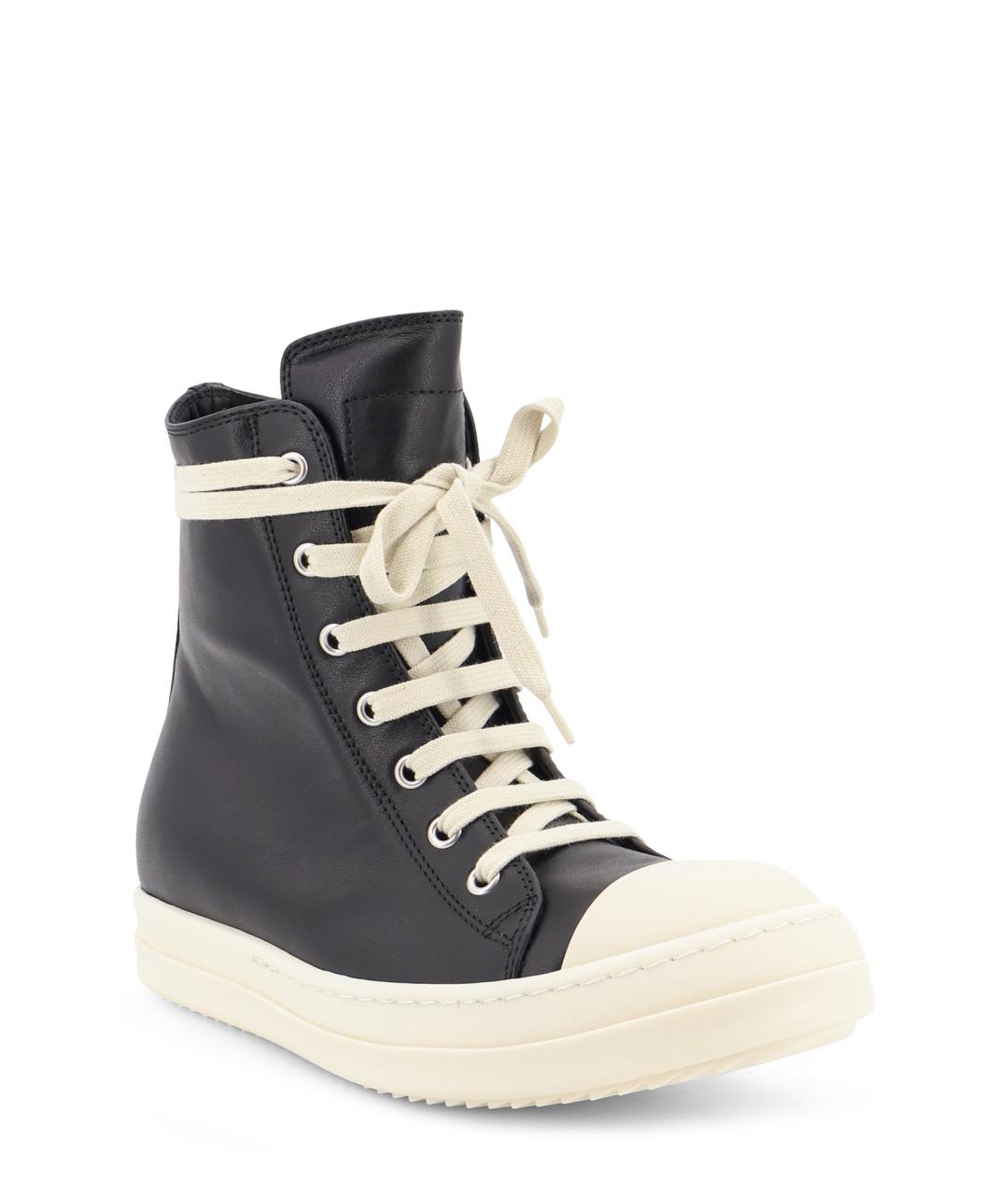 RICK OWENS Черные кожаные кроссовки, фото 2