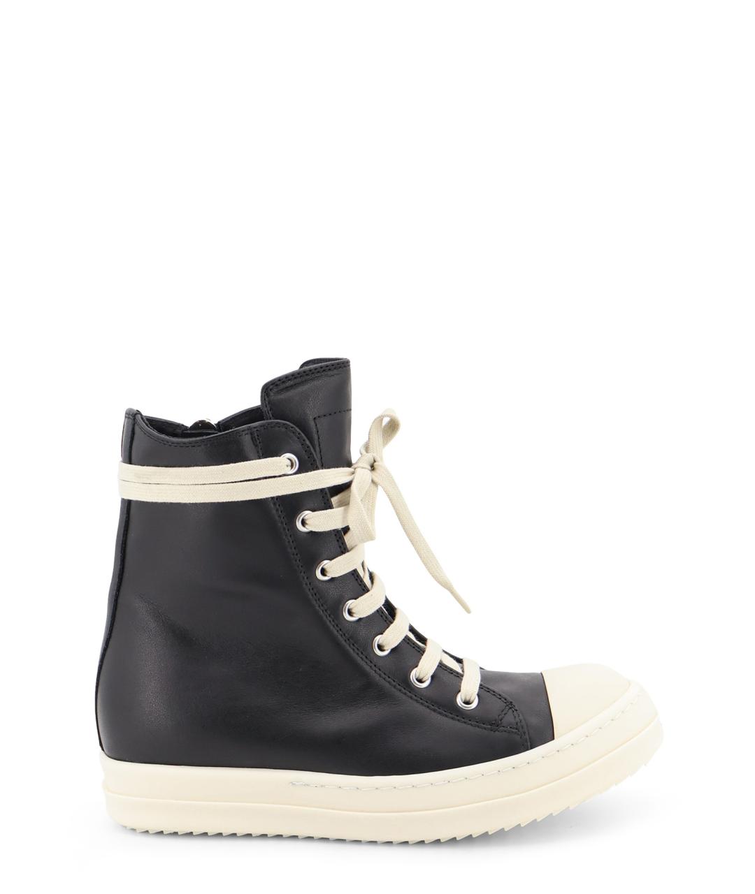 RICK OWENS Черные кожаные кроссовки, фото 1