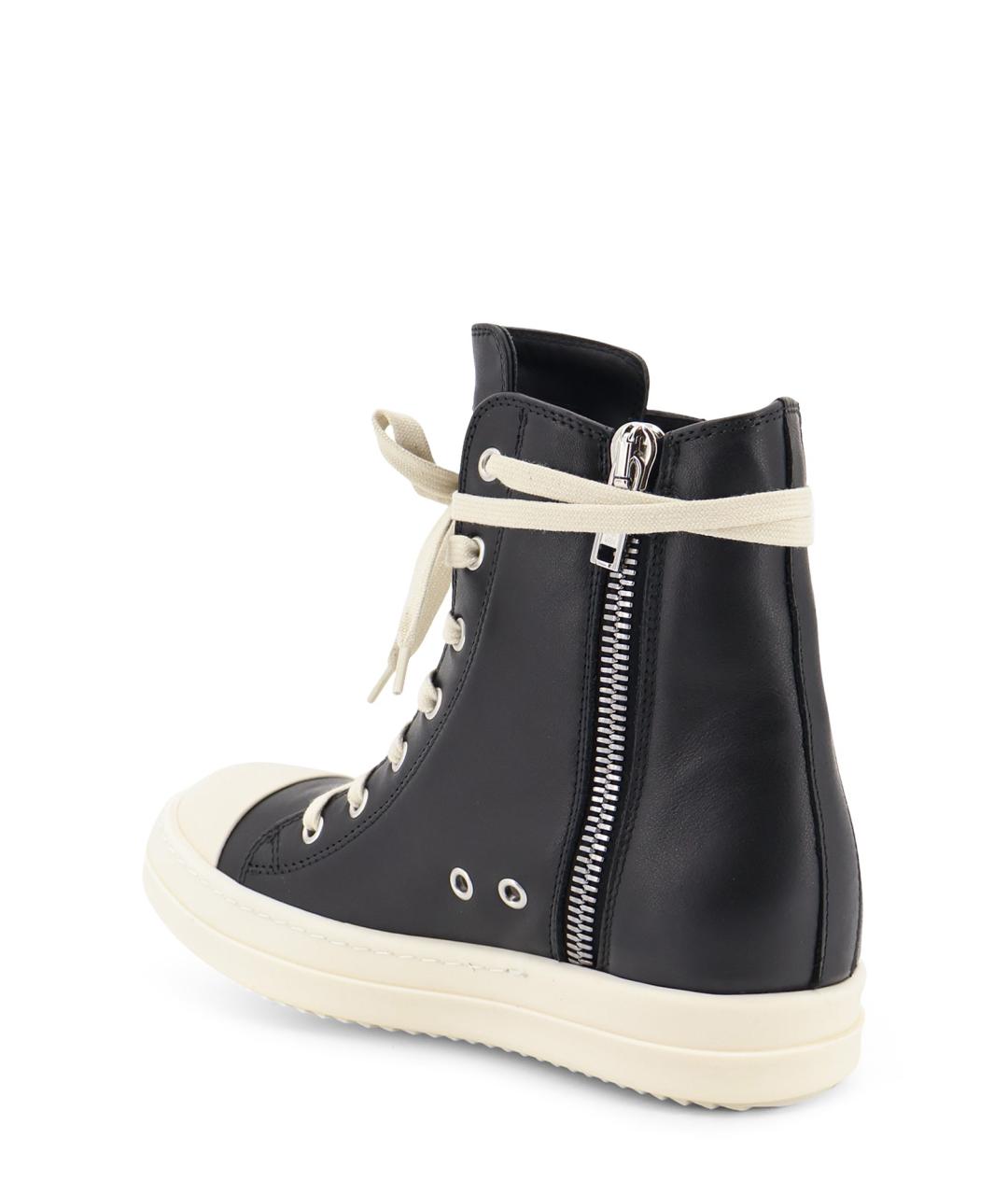 RICK OWENS Черные кожаные кроссовки, фото 3
