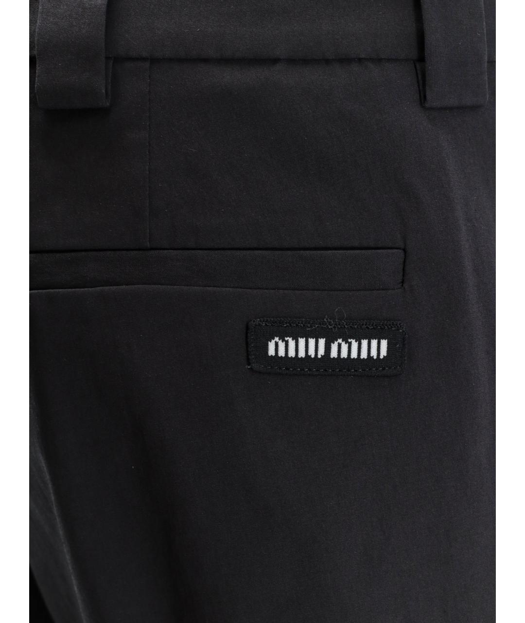 MIU MIU Черные хлопковые прямые брюки, фото 3