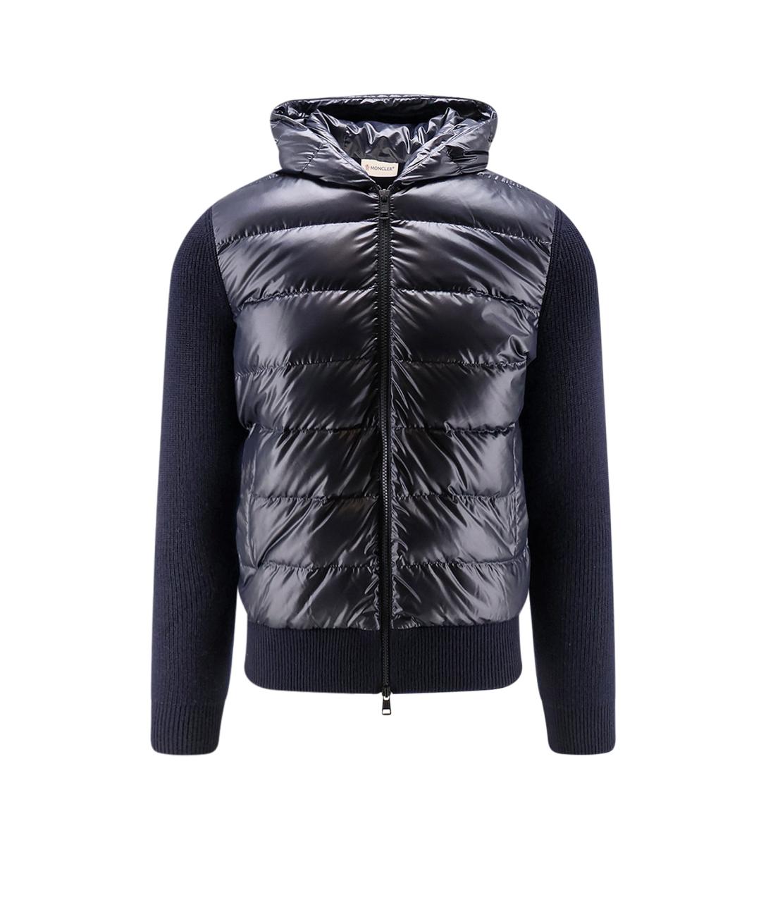 MONCLER Темно-синяя полиэстеровая куртка, фото 1
