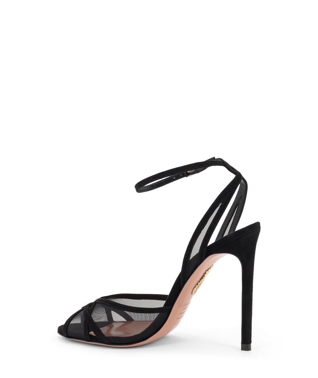 AQUAZZURA Черные текстильные босоножки, фото 3