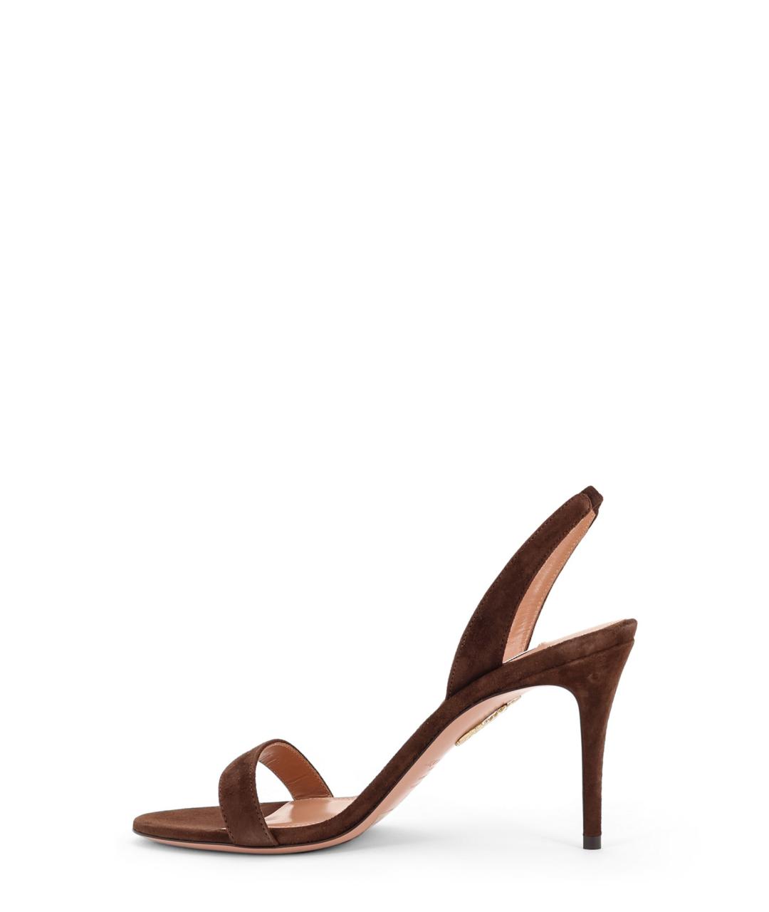 AQUAZZURA Коричневые замшевые босоножки, фото 3