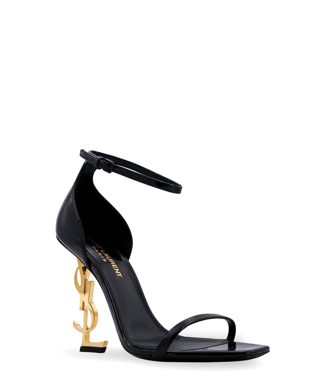 SAINT LAURENT Черные кожаные босоножки, фото 2