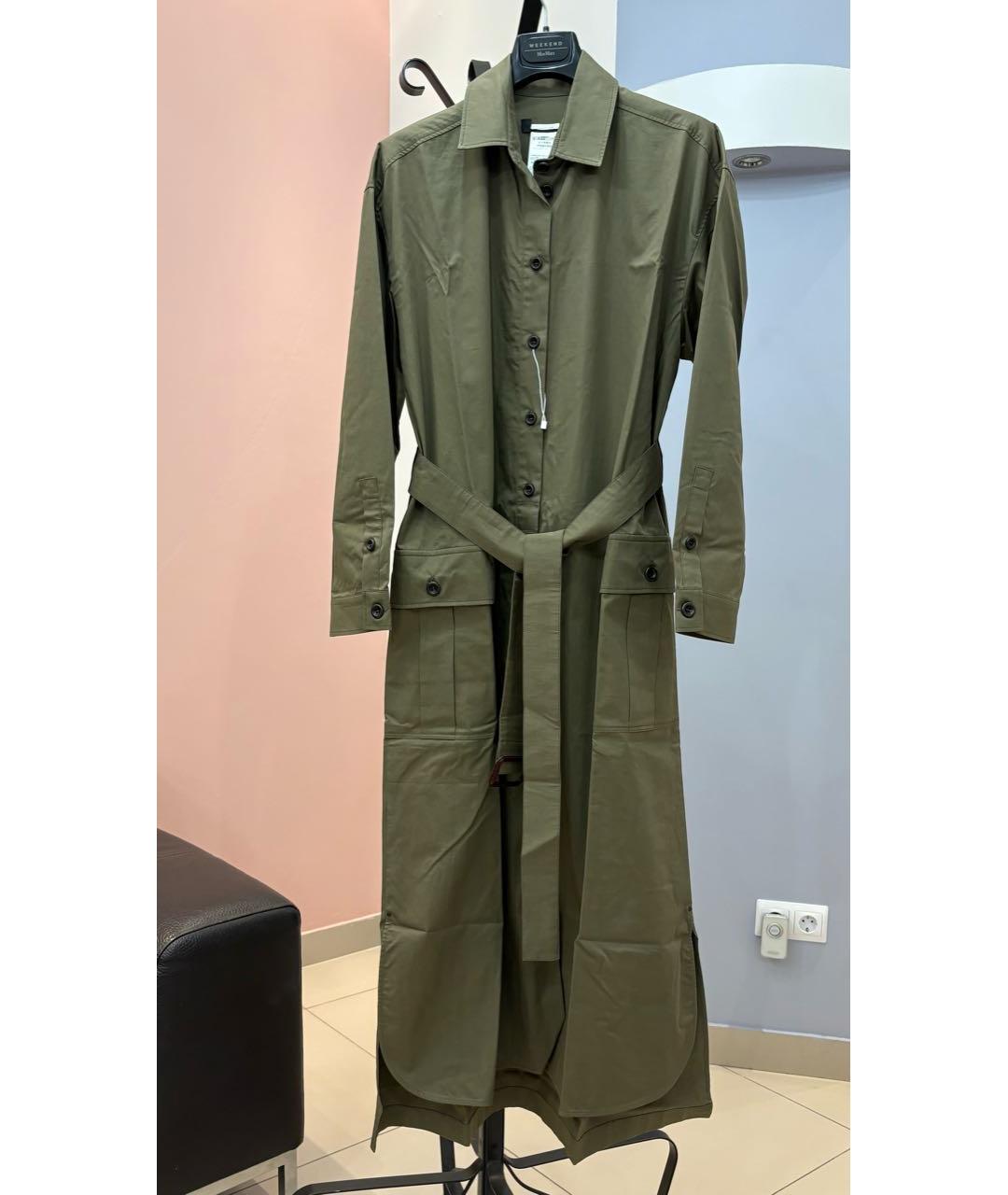 WEEKEND MAX MARA Хаки хлопковое повседневное платье, фото 2