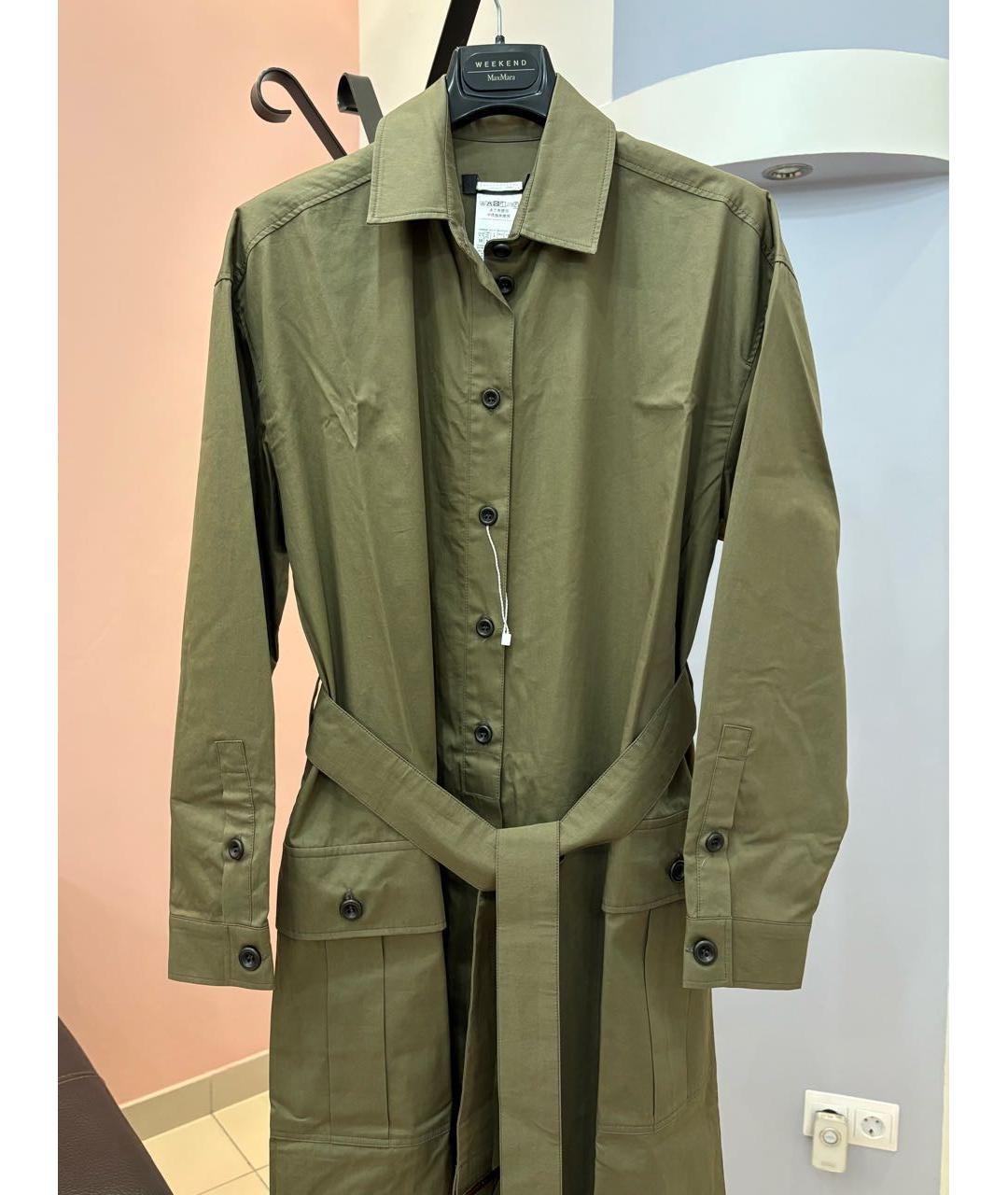 WEEKEND MAX MARA Хаки хлопковое повседневное платье, фото 3