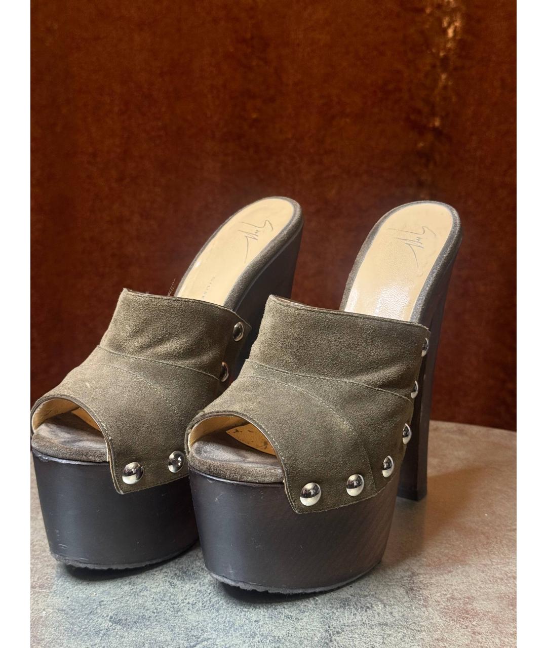 GIUSEPPE ZANOTTI DESIGN Хаки замшевые туфли, фото 2