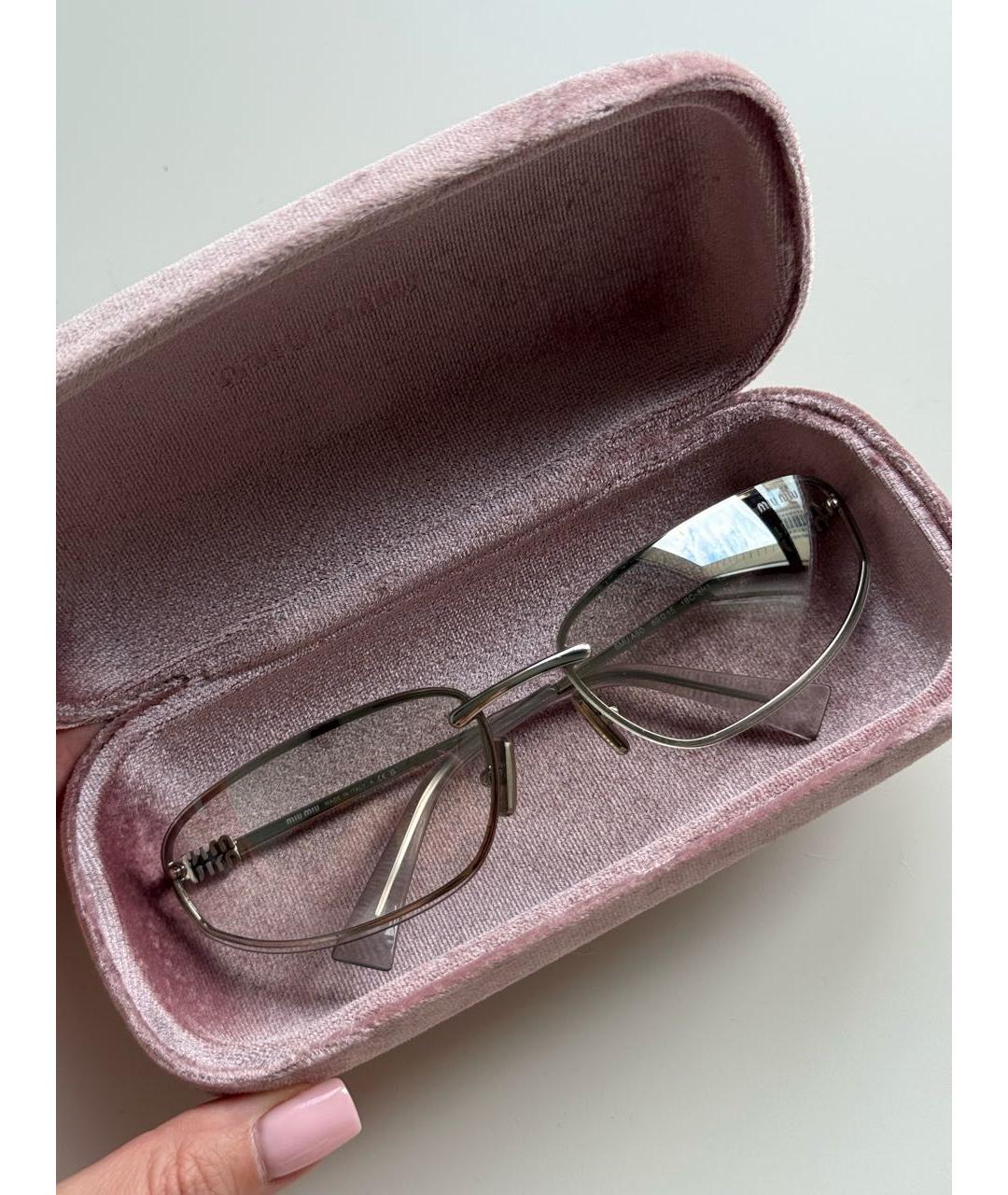 MIU MIU Серебряные металлические солнцезащитные очки, фото 5