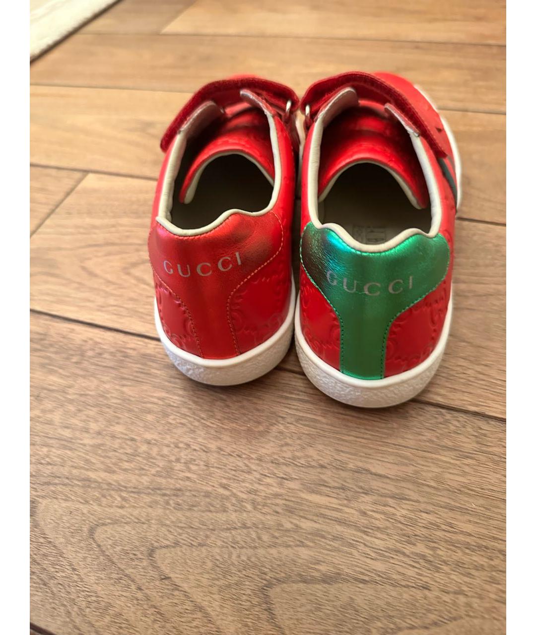 GUCCI Красные кожаные кеды, фото 4