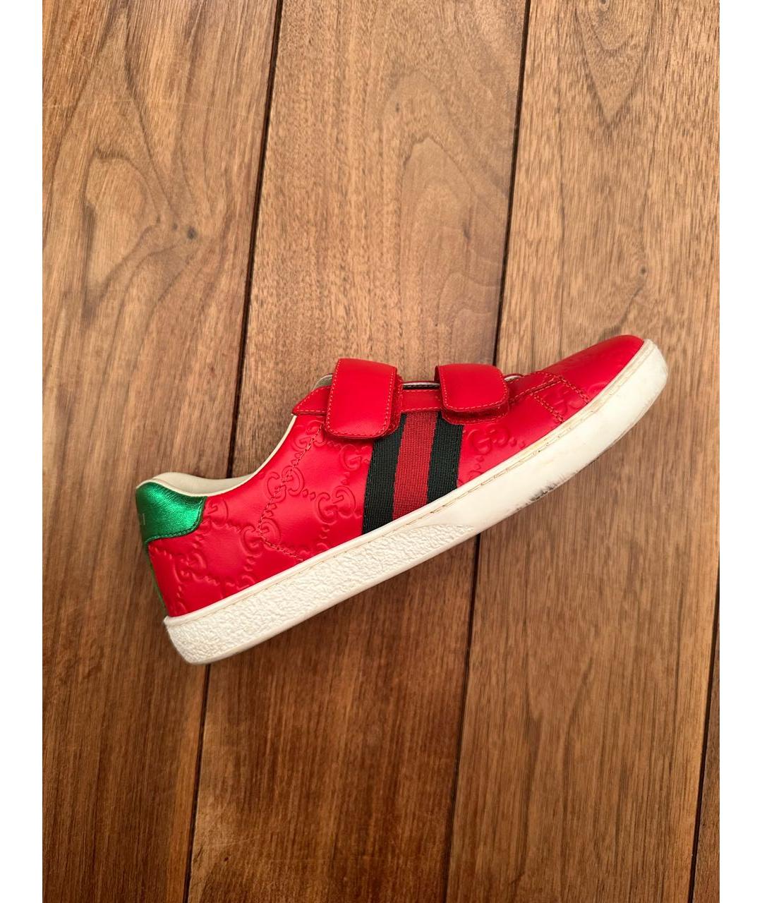 GUCCI Красные кожаные кеды, фото 7