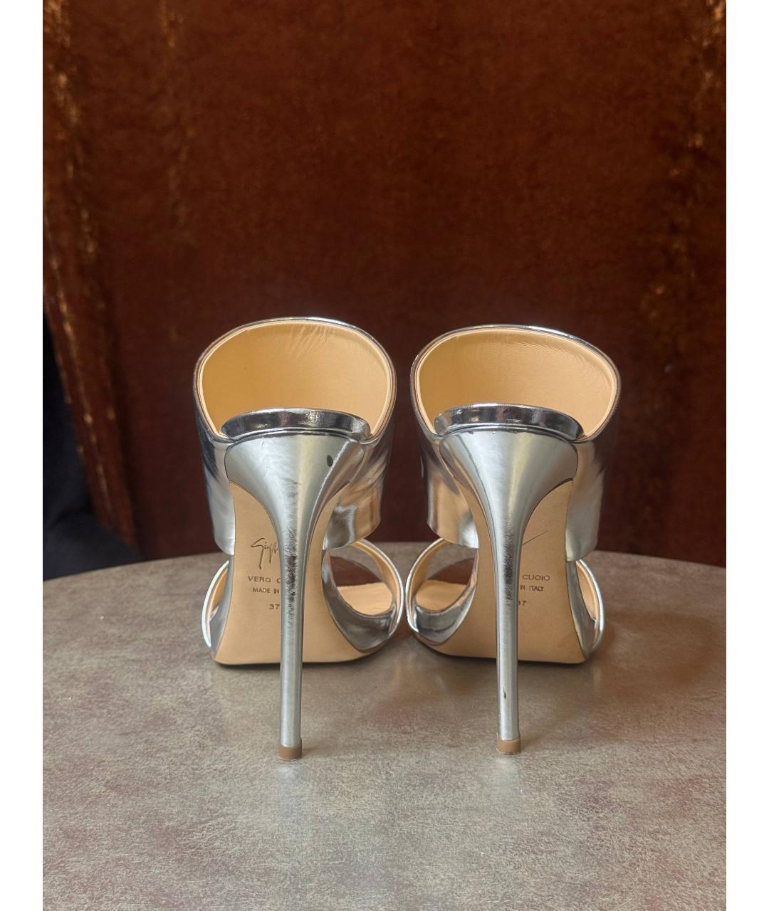 GIUSEPPE ZANOTTI DESIGN Серебряные кожаные туфли, фото 3