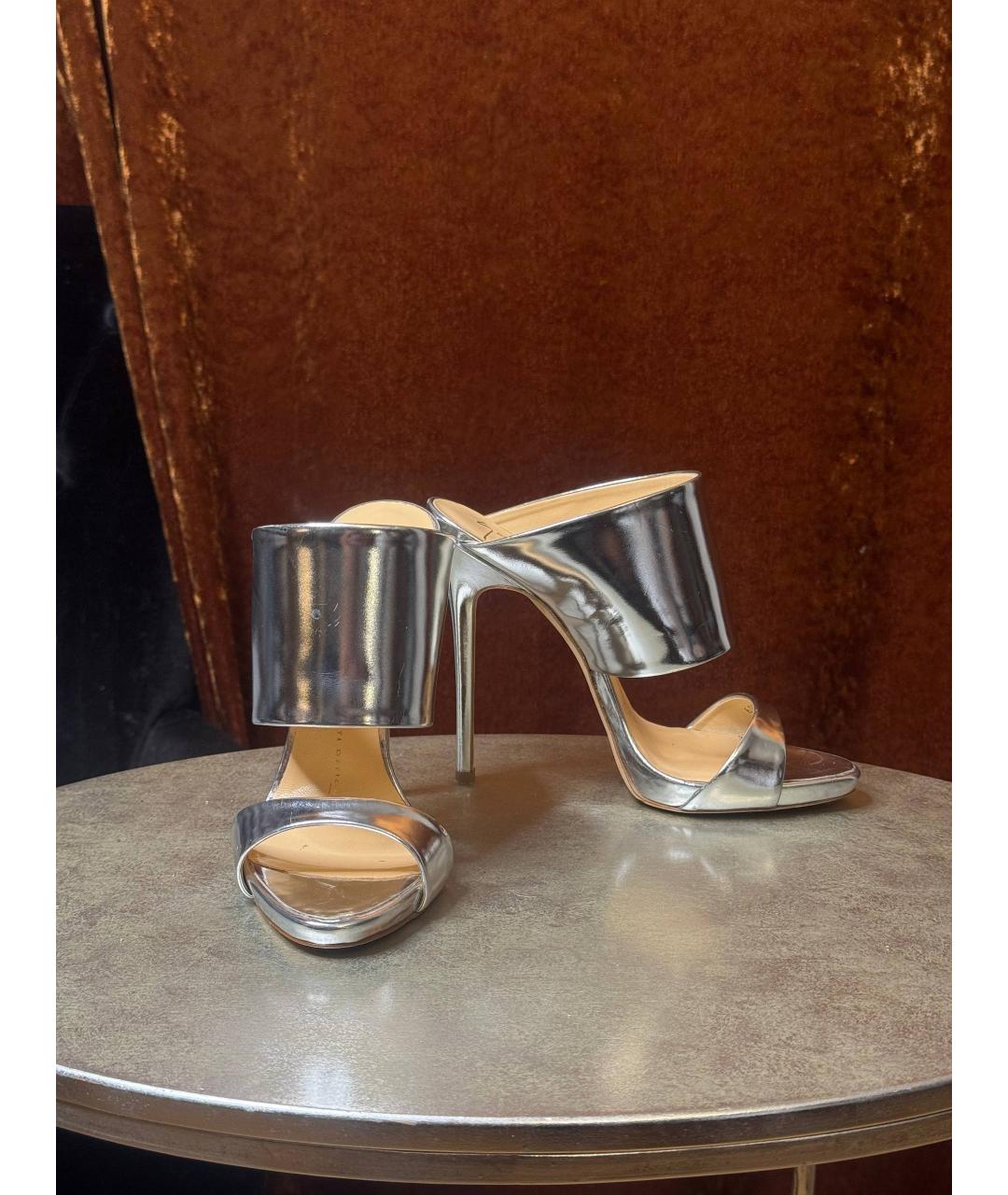 GIUSEPPE ZANOTTI DESIGN Серебряные кожаные туфли, фото 4