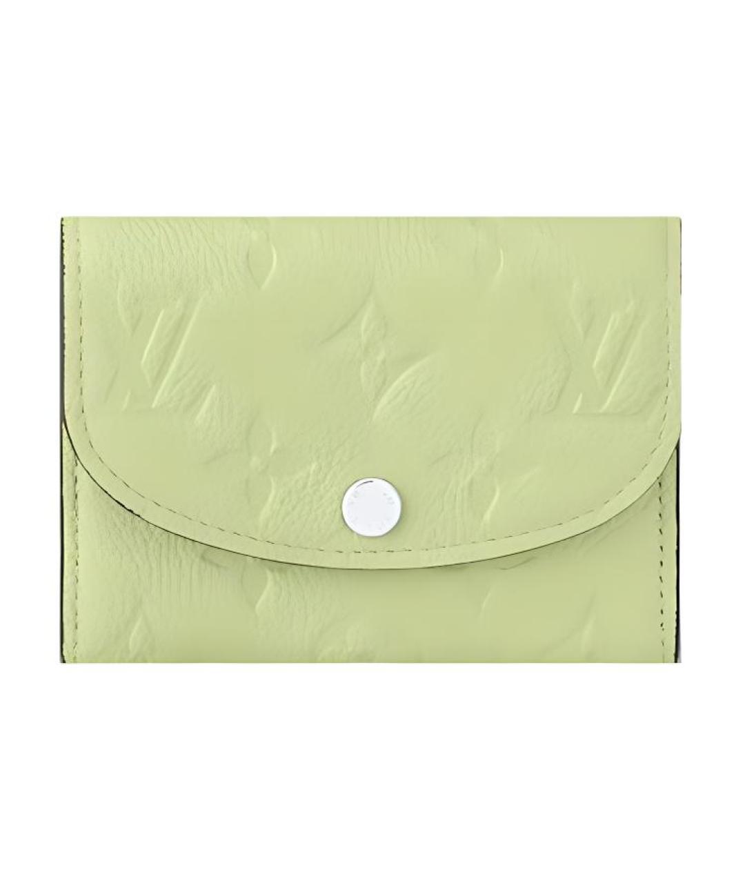 LOUIS VUITTON Зеленый кожаный кошелек, фото 3