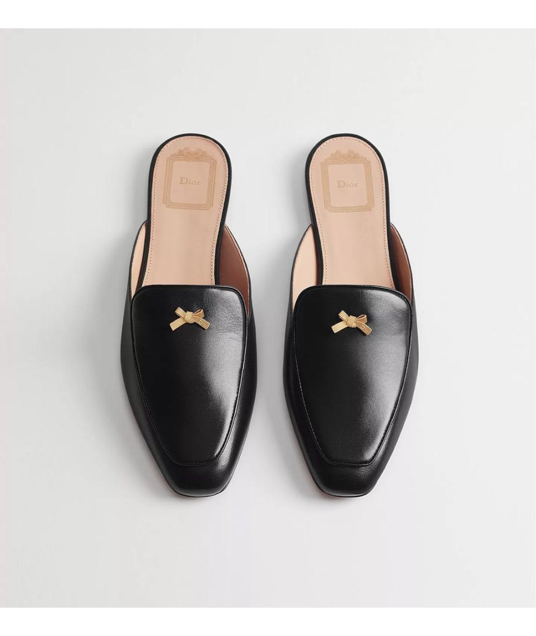 CHRISTIAN DIOR Черные кожаные мюли, фото 2