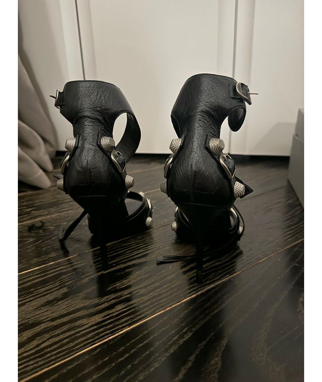 BALENCIAGA Черные кожаные босоножки, фото 4