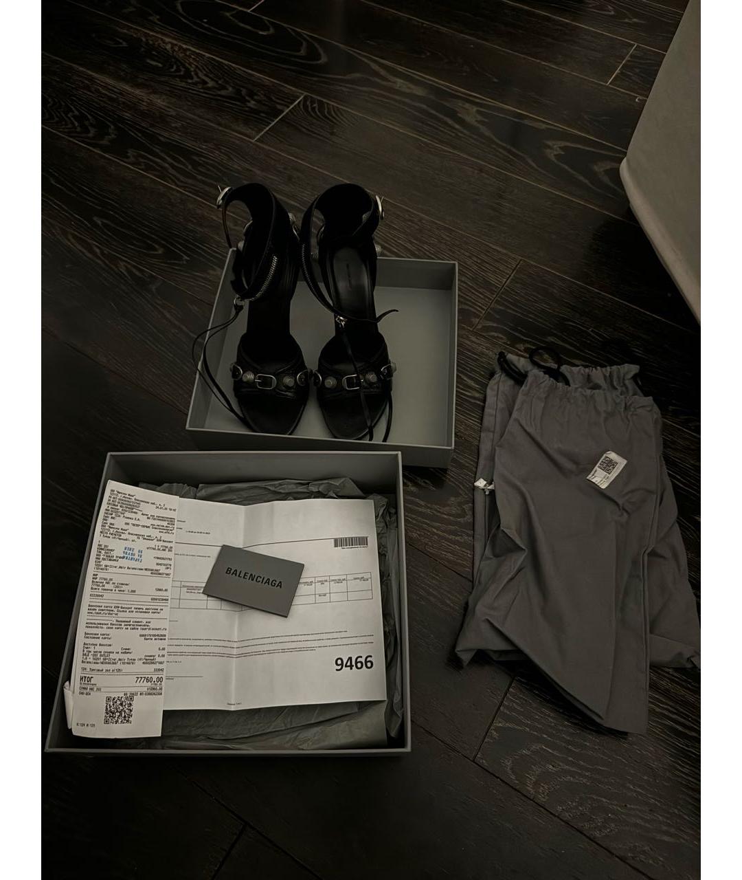 BALENCIAGA Черные кожаные босоножки, фото 5