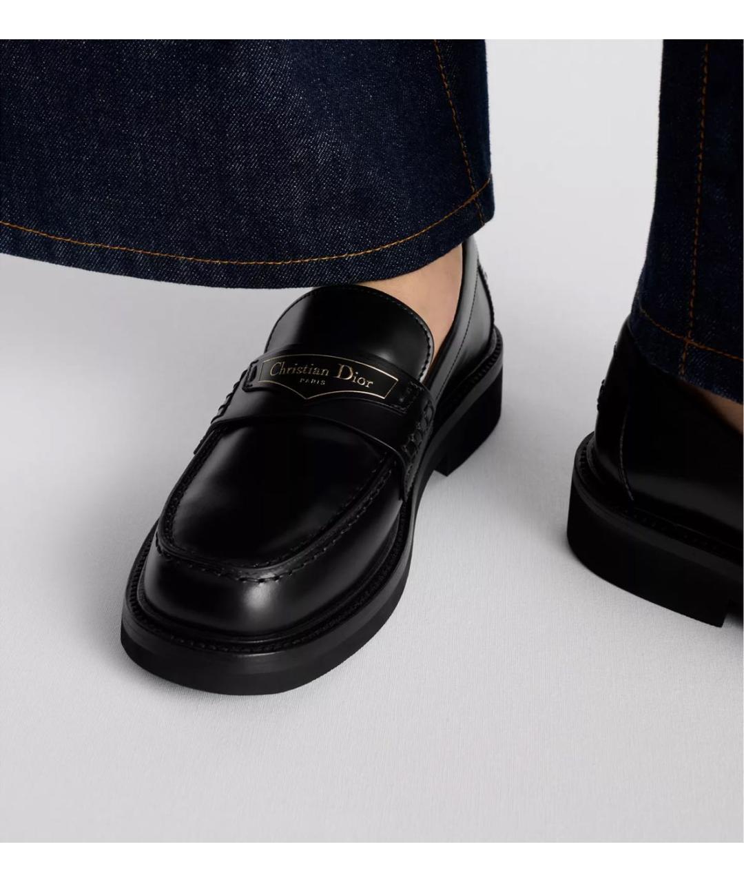 CHRISTIAN DIOR Черные кожаные лоферы, фото 2