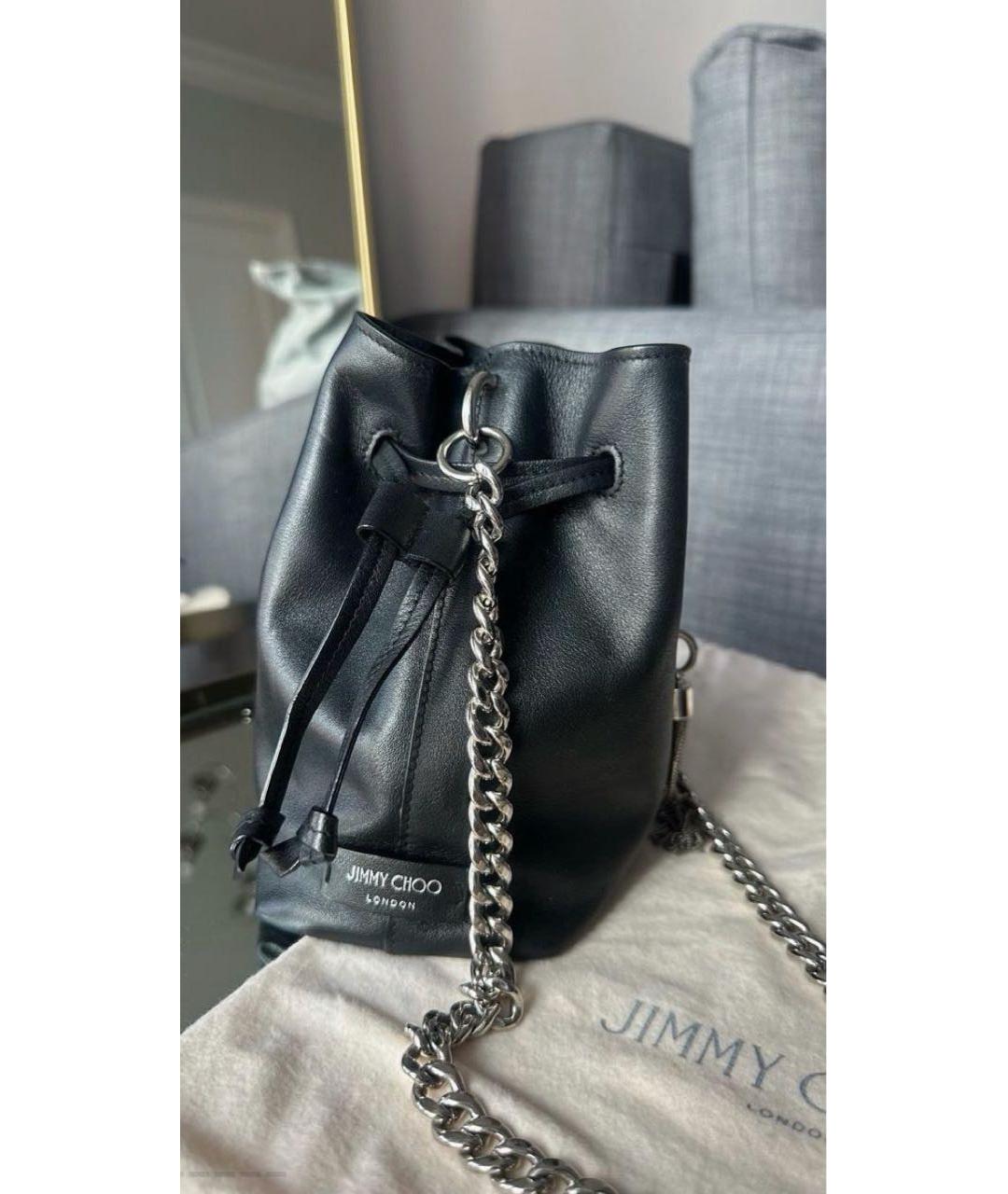 JIMMY CHOO Черная кожаная сумка через плечо, фото 3