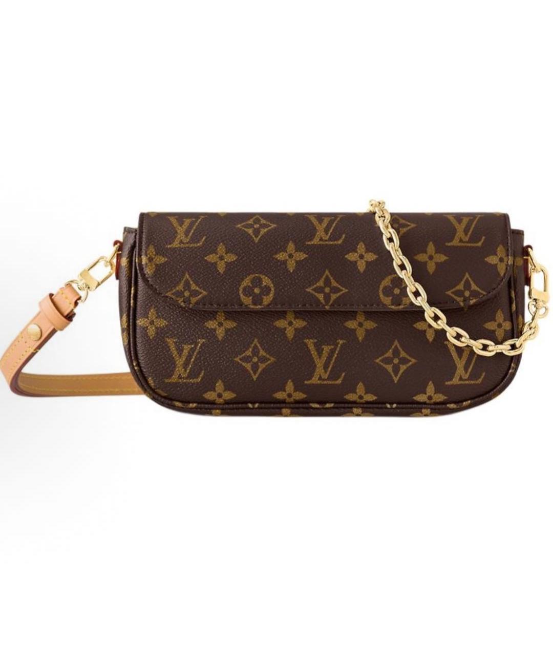 LOUIS VUITTON Коричневая кожаная сумка через плечо, фото 9