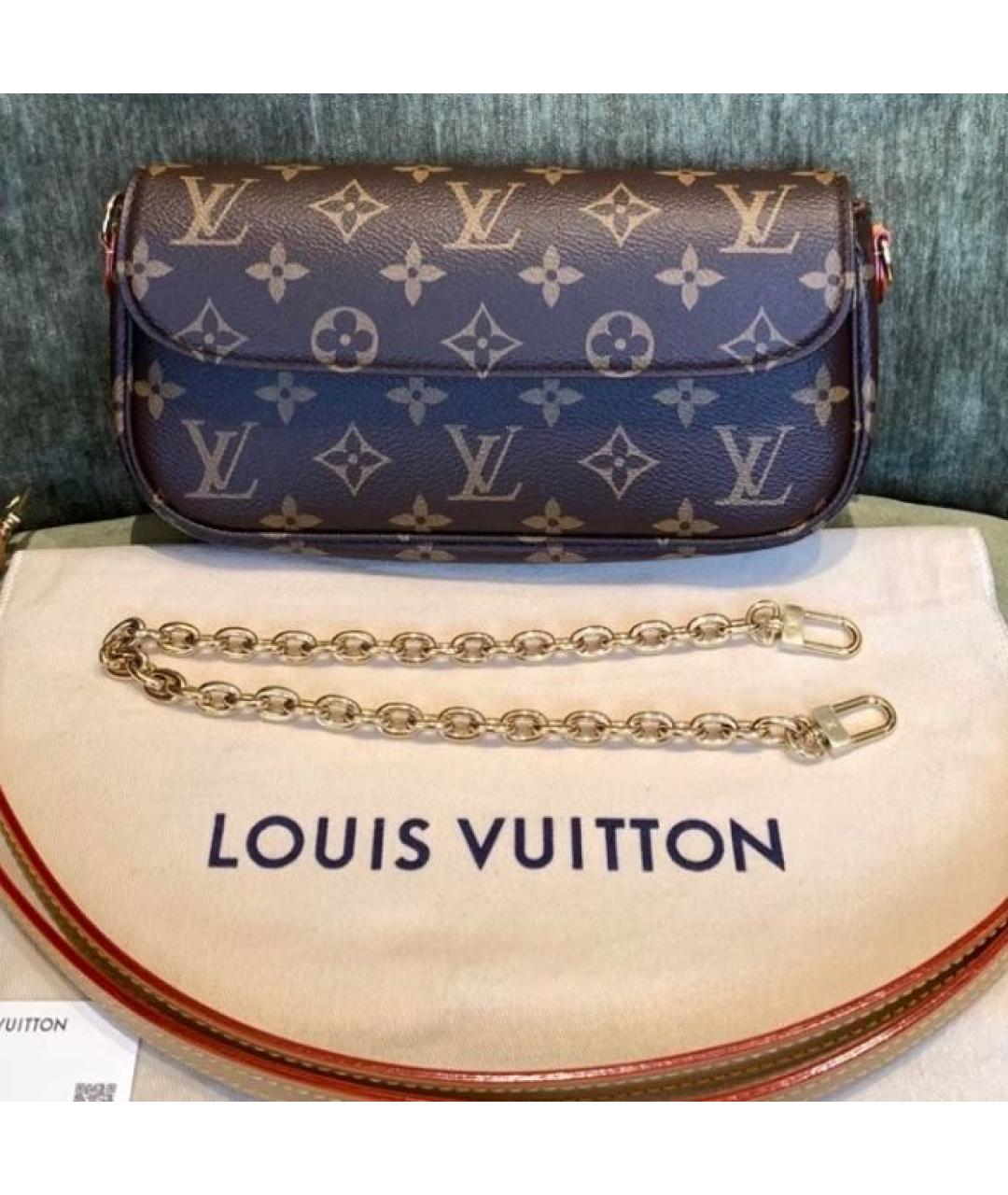 LOUIS VUITTON Коричневая кожаная сумка через плечо, фото 5