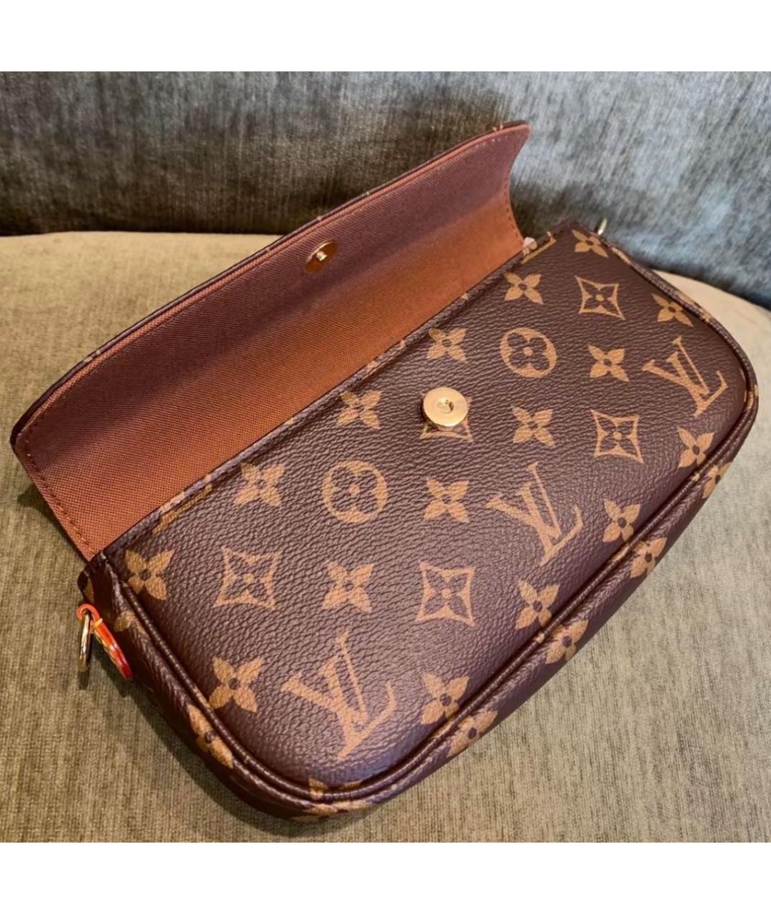 LOUIS VUITTON Коричневая кожаная сумка через плечо, фото 6