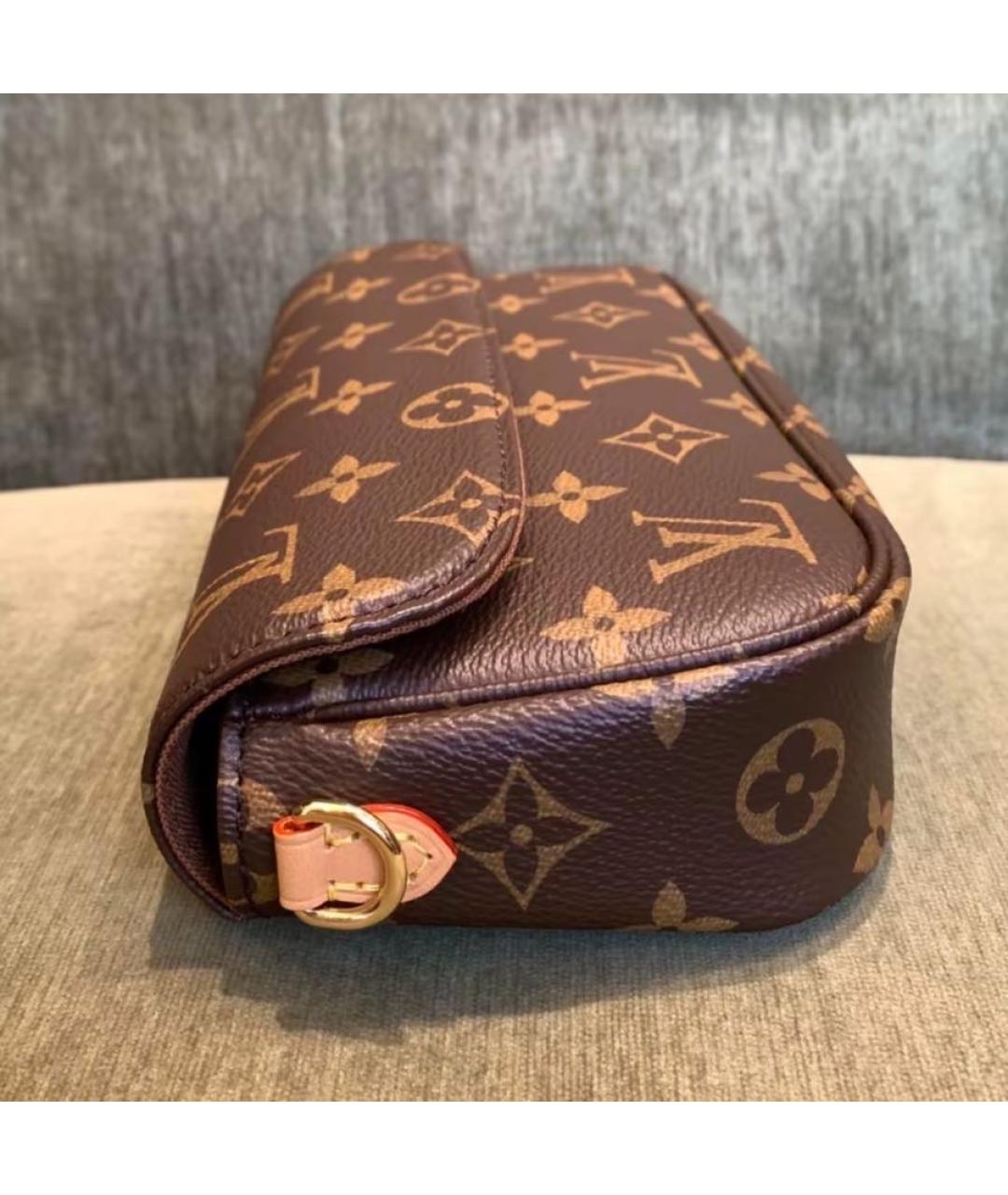 LOUIS VUITTON Коричневая кожаная сумка через плечо, фото 7