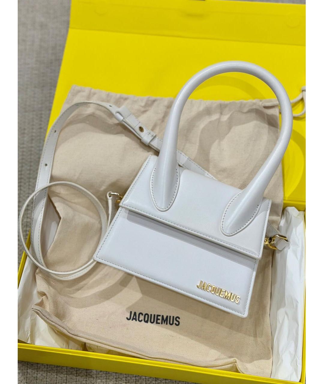 JACQUEMUS Белая кожаная сумка через плечо, фото 2