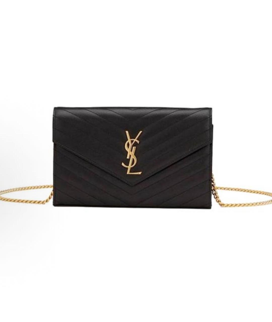SAINT LAURENT Черная кожаная сумка через плечо, фото 2