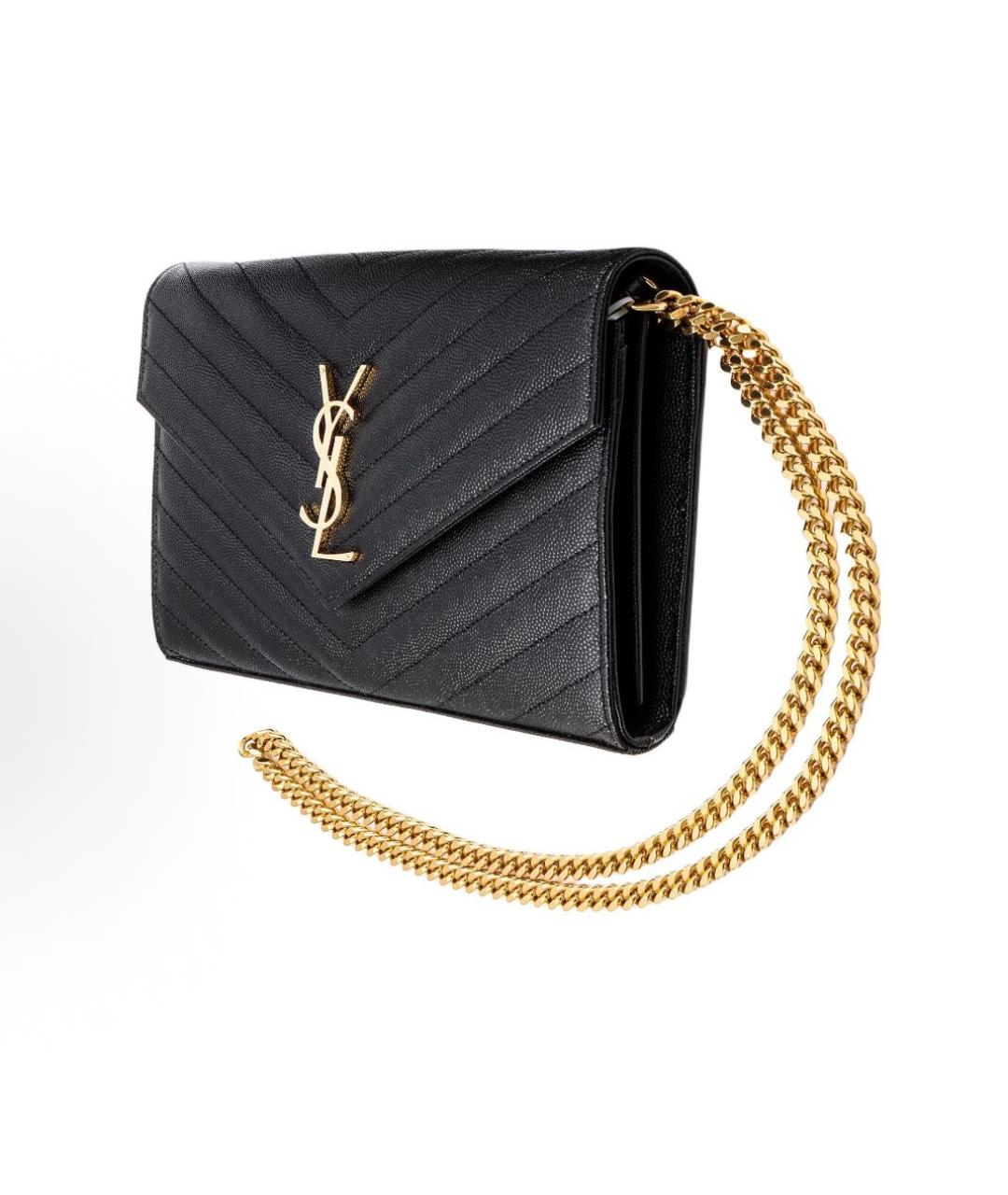 SAINT LAURENT Черная кожаная сумка через плечо, фото 3
