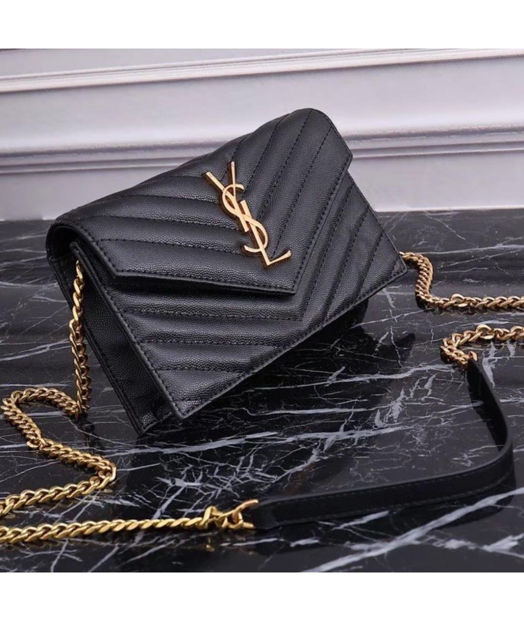SAINT LAURENT Черная кожаная сумка через плечо, фото 8