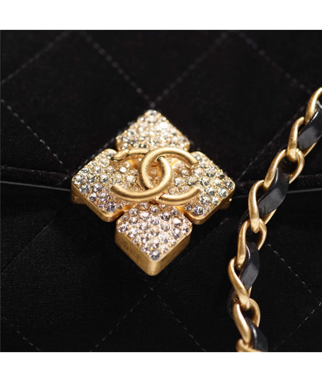 CHANEL Черная бархатная сумка через плечо, фото 4