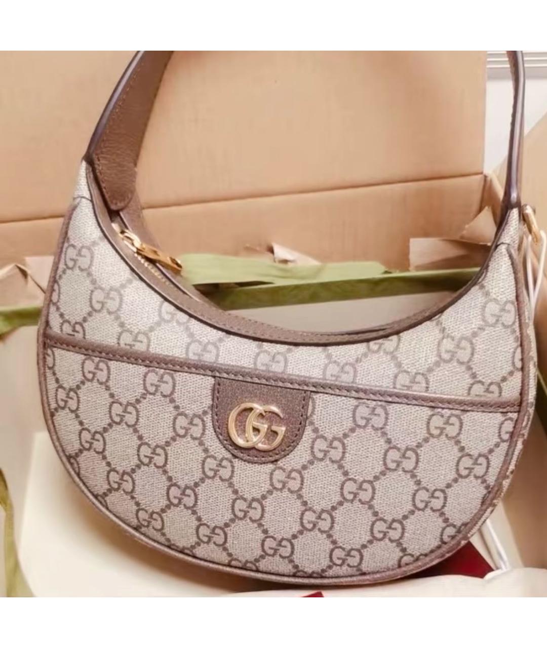 GUCCI Бежевая кожаная сумка через плечо, фото 5