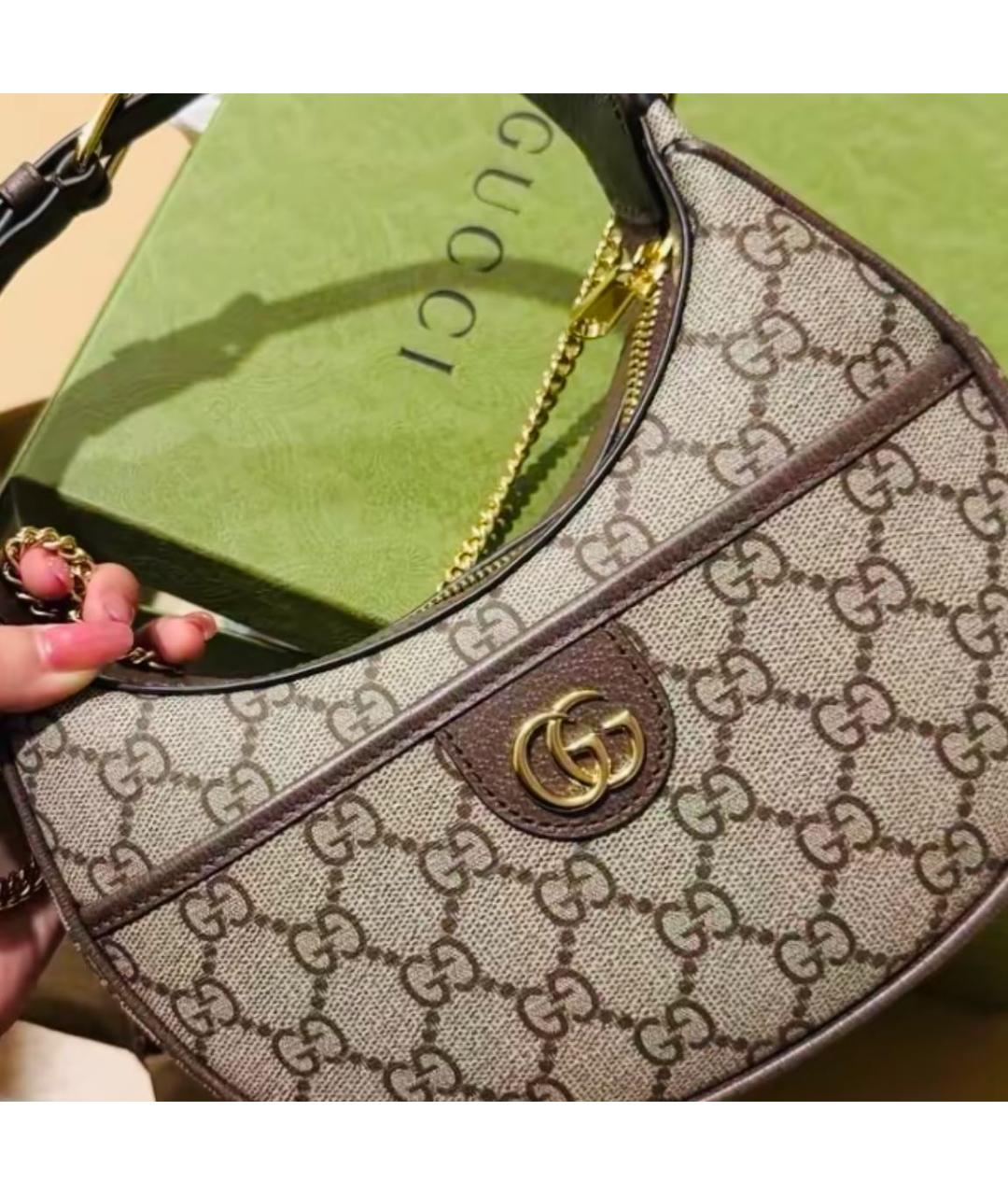 GUCCI Бежевая кожаная сумка через плечо, фото 7