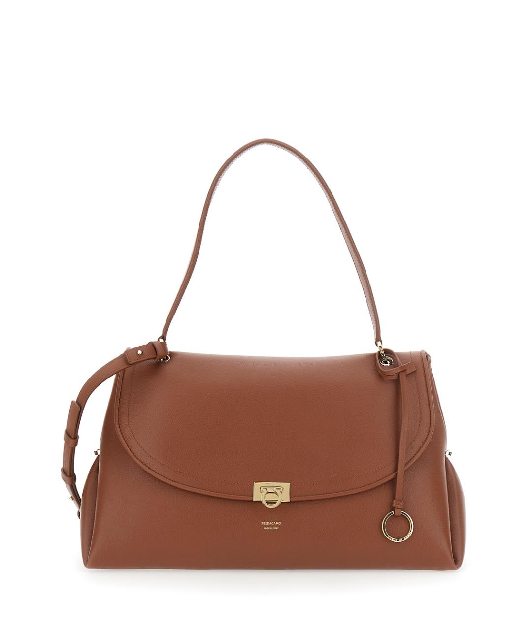 FERRAGAMO Коричневая кожаная сумка через плечо, фото 1