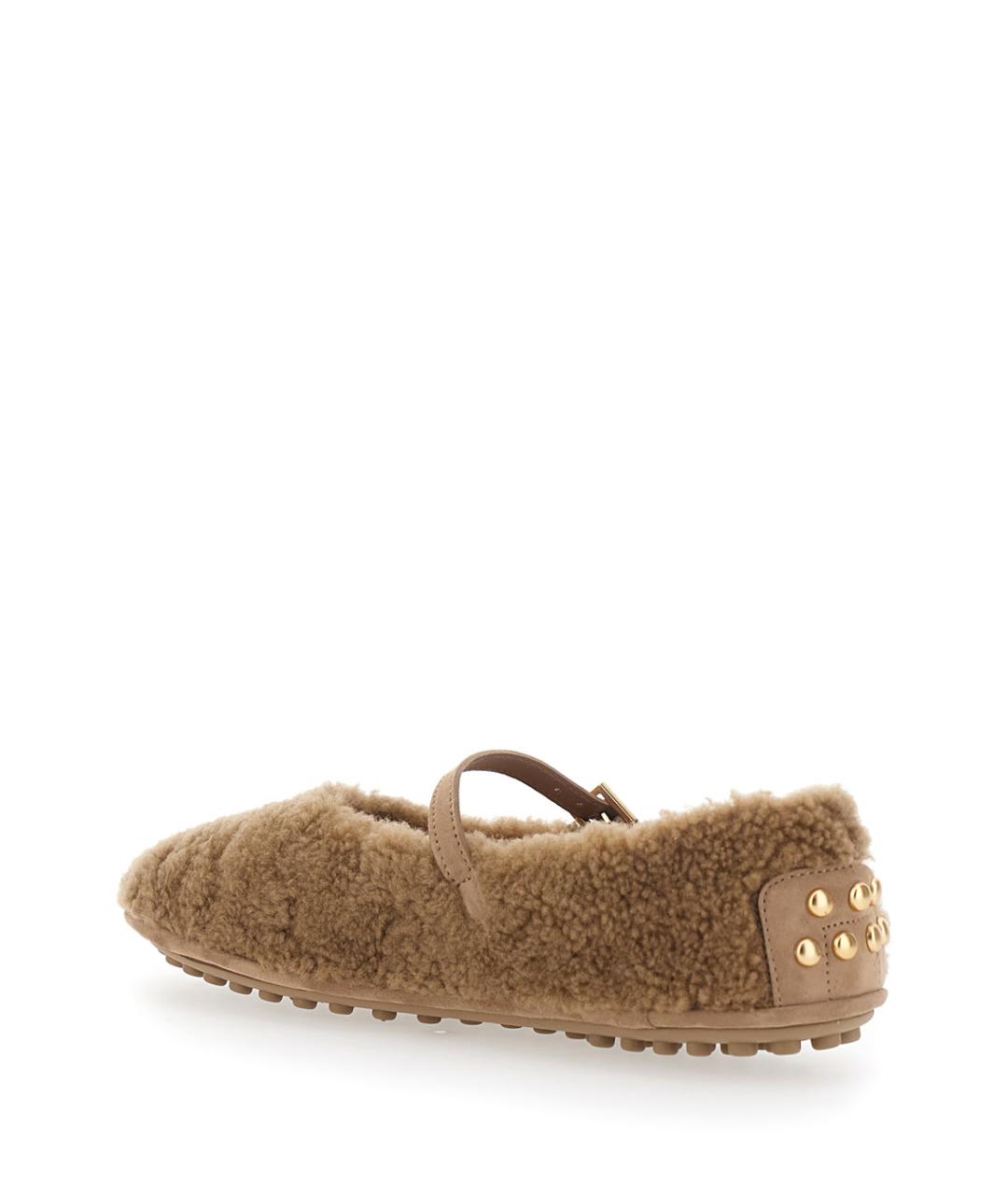 TOD'S Бежевые текстильные балетки, фото 3