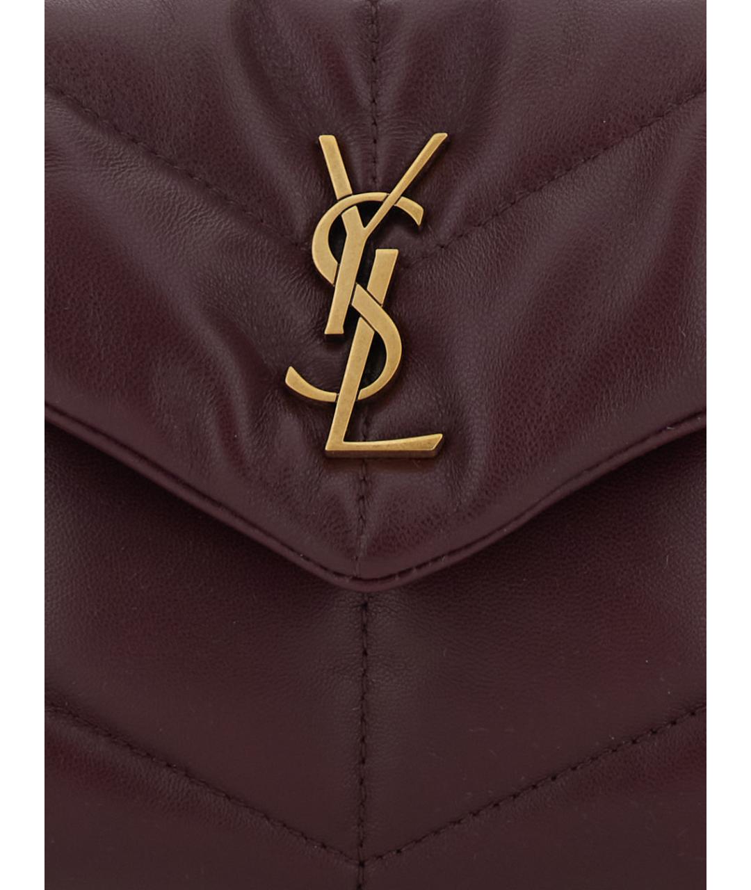 SAINT LAURENT Бордовая кожаная сумка через плечо, фото 3