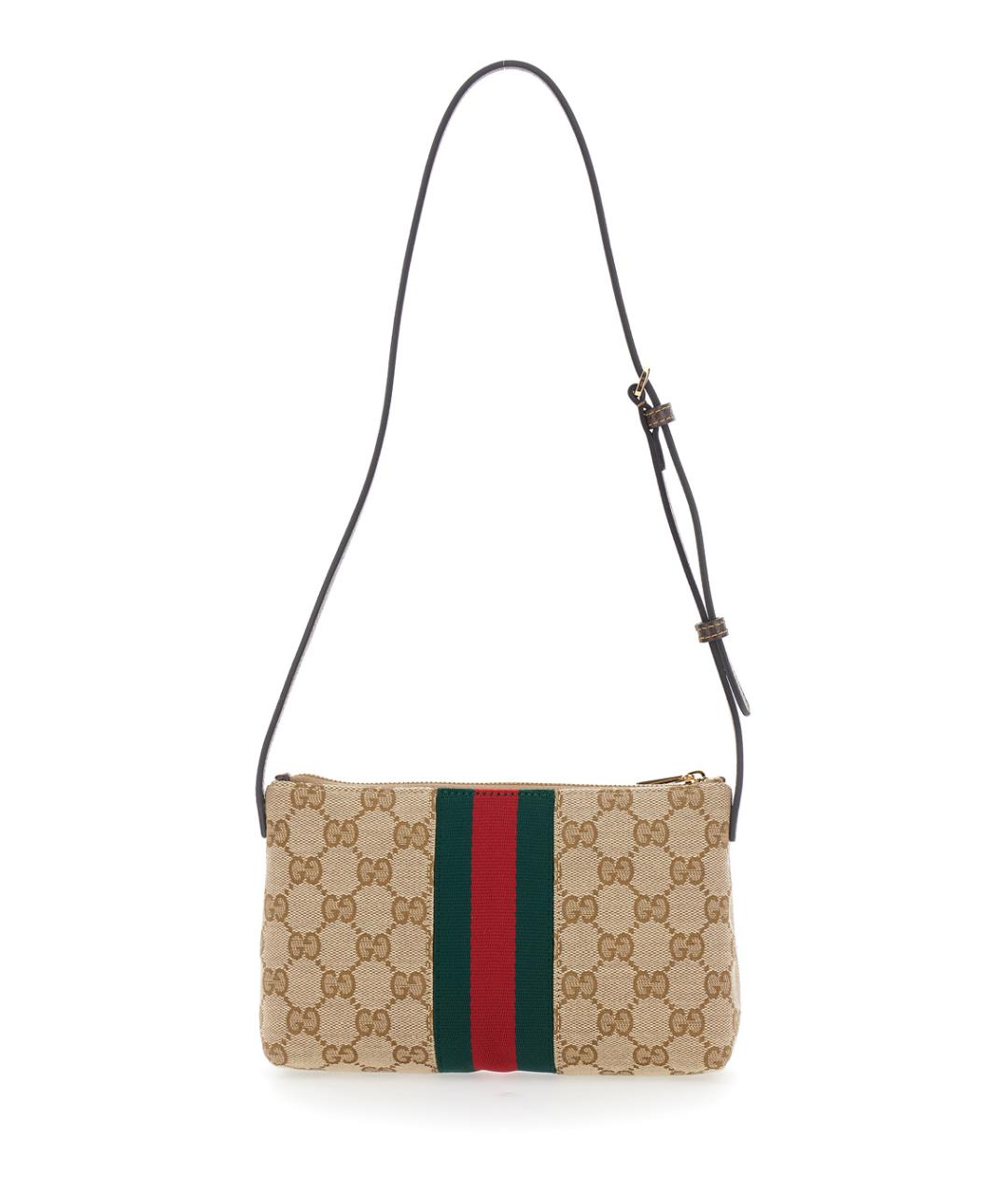 GUCCI Бежевая сумка через плечо из канвы, фото 2