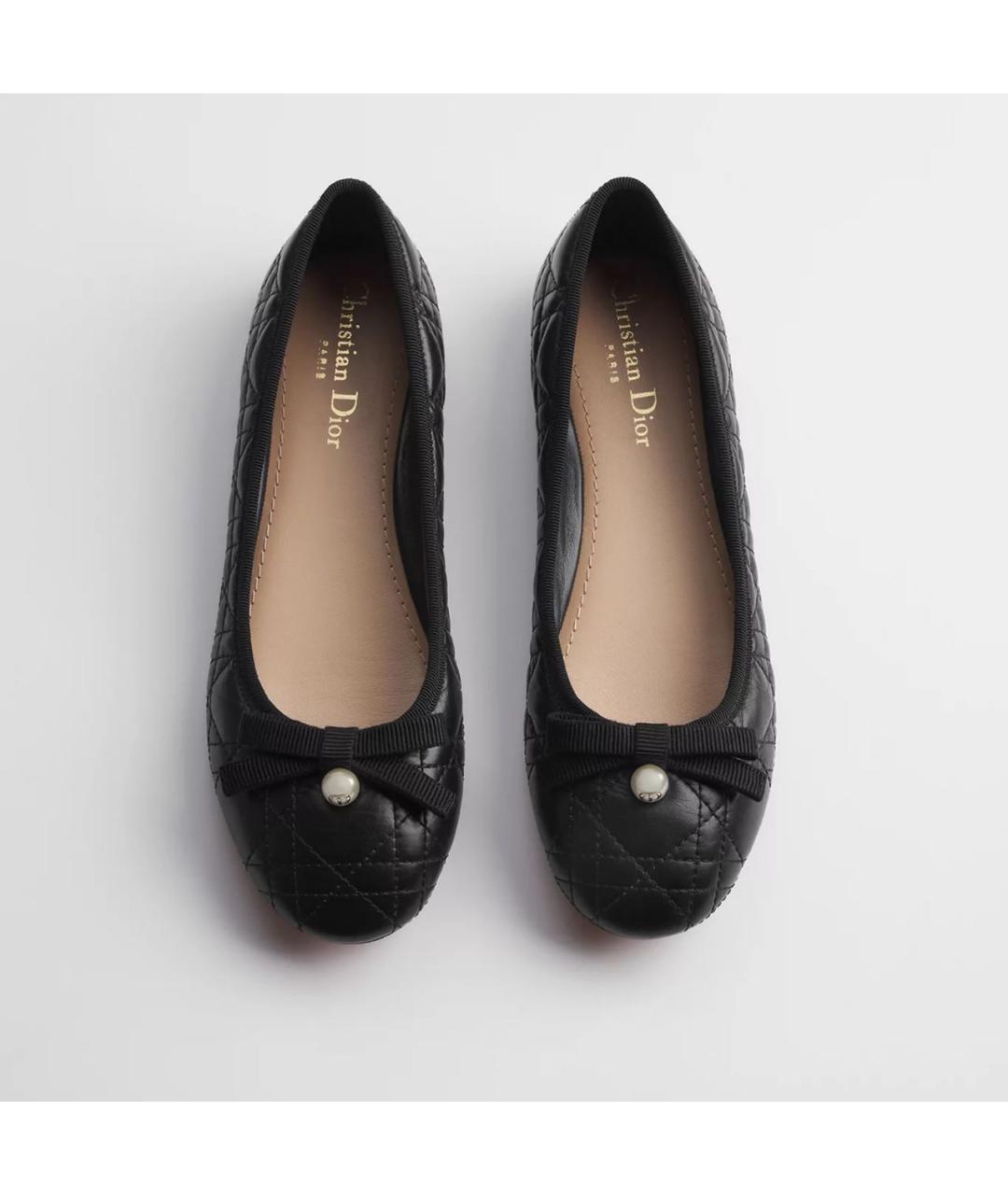 CHRISTIAN DIOR Черные кожаные балетки, фото 2