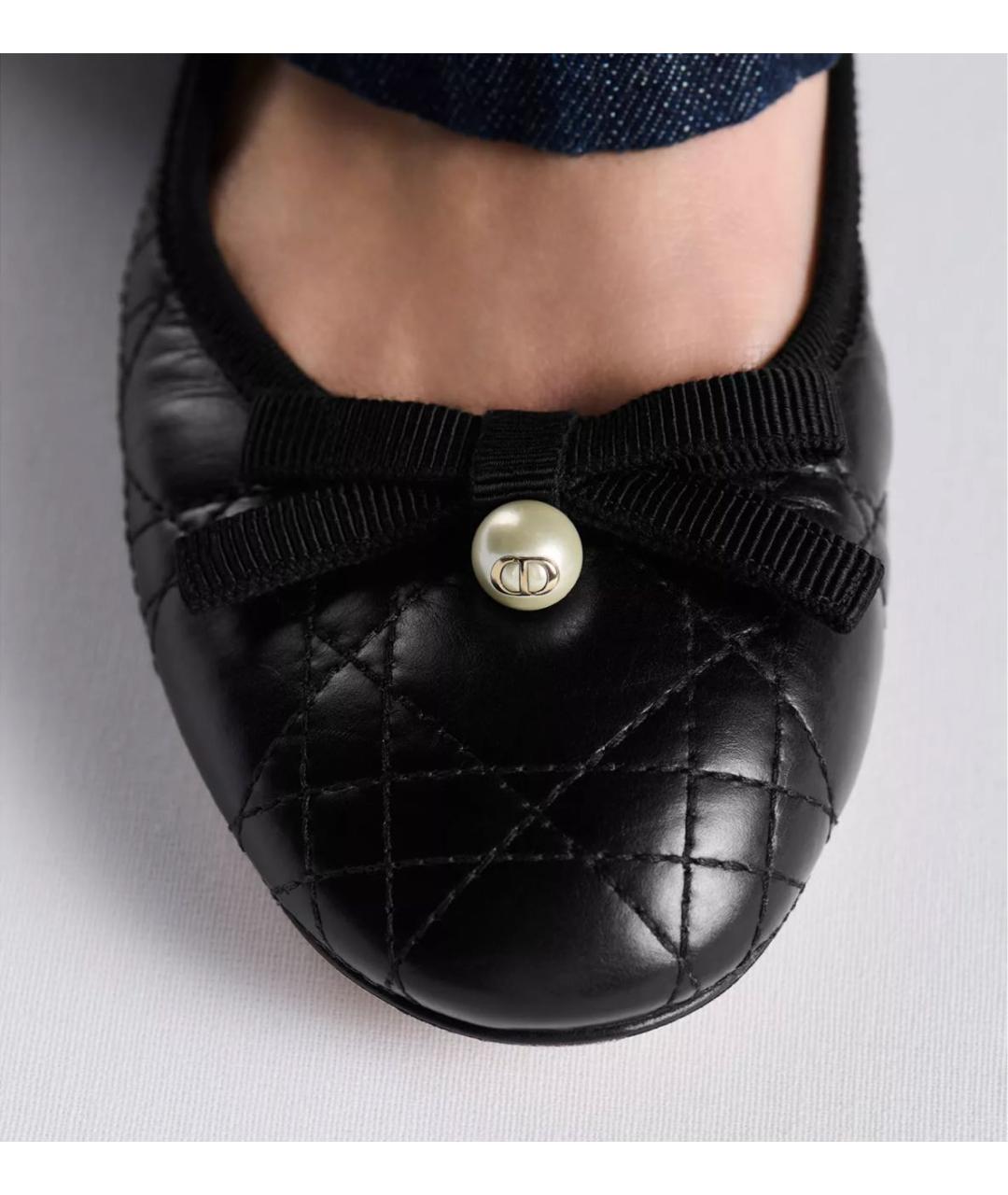 CHRISTIAN DIOR Черные кожаные балетки, фото 5