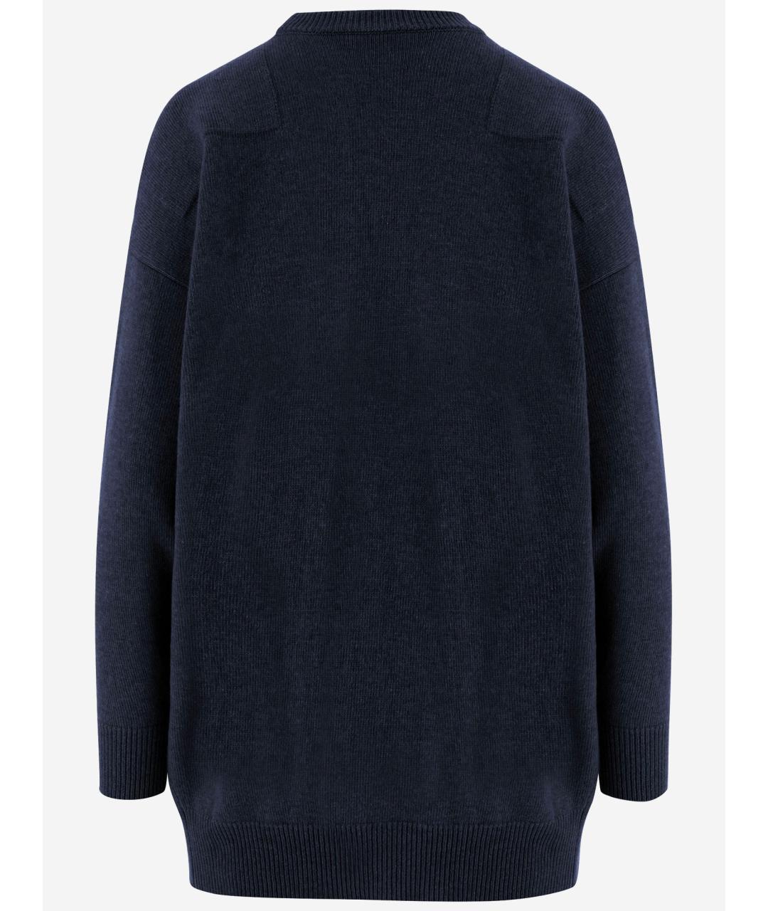JIL SANDER Темно-синий шерстяной джемпер / свитер, фото 2