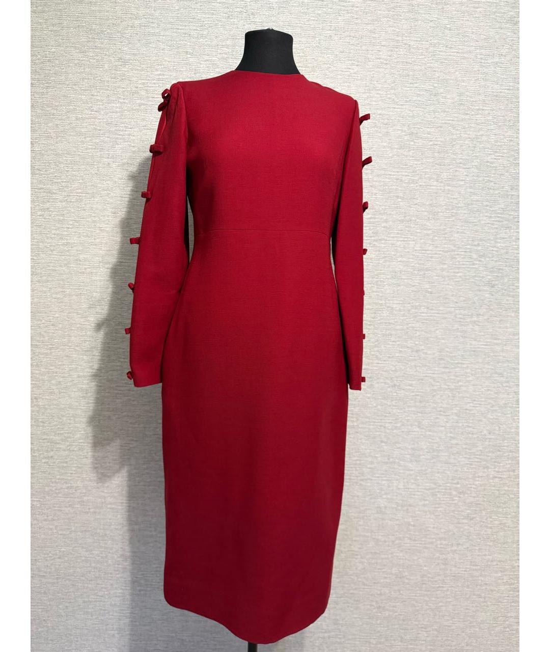 VALENTINO Бордовое шерстяное повседневное платье, фото 5