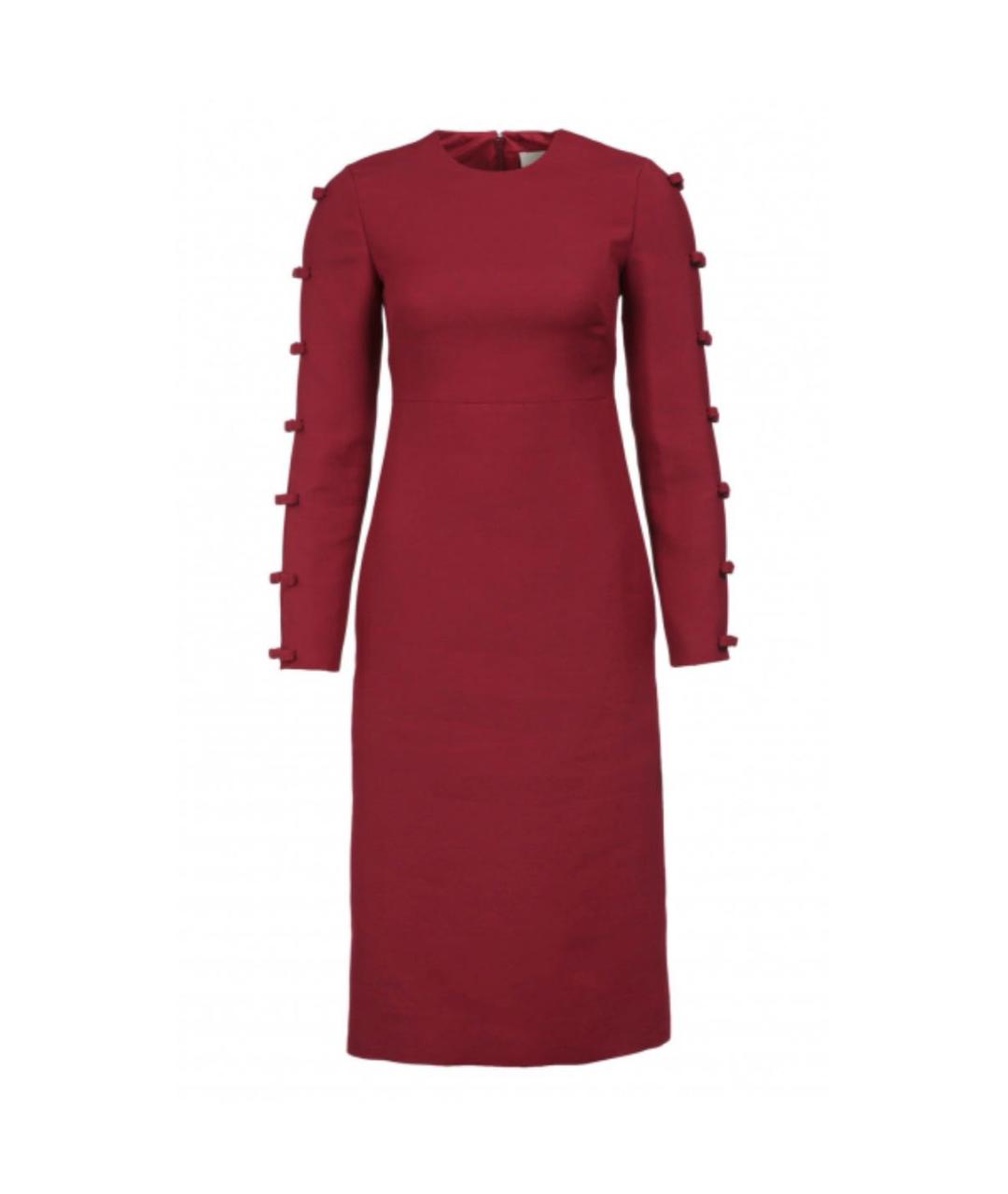 VALENTINO Бордовое шерстяное повседневное платье, фото 1