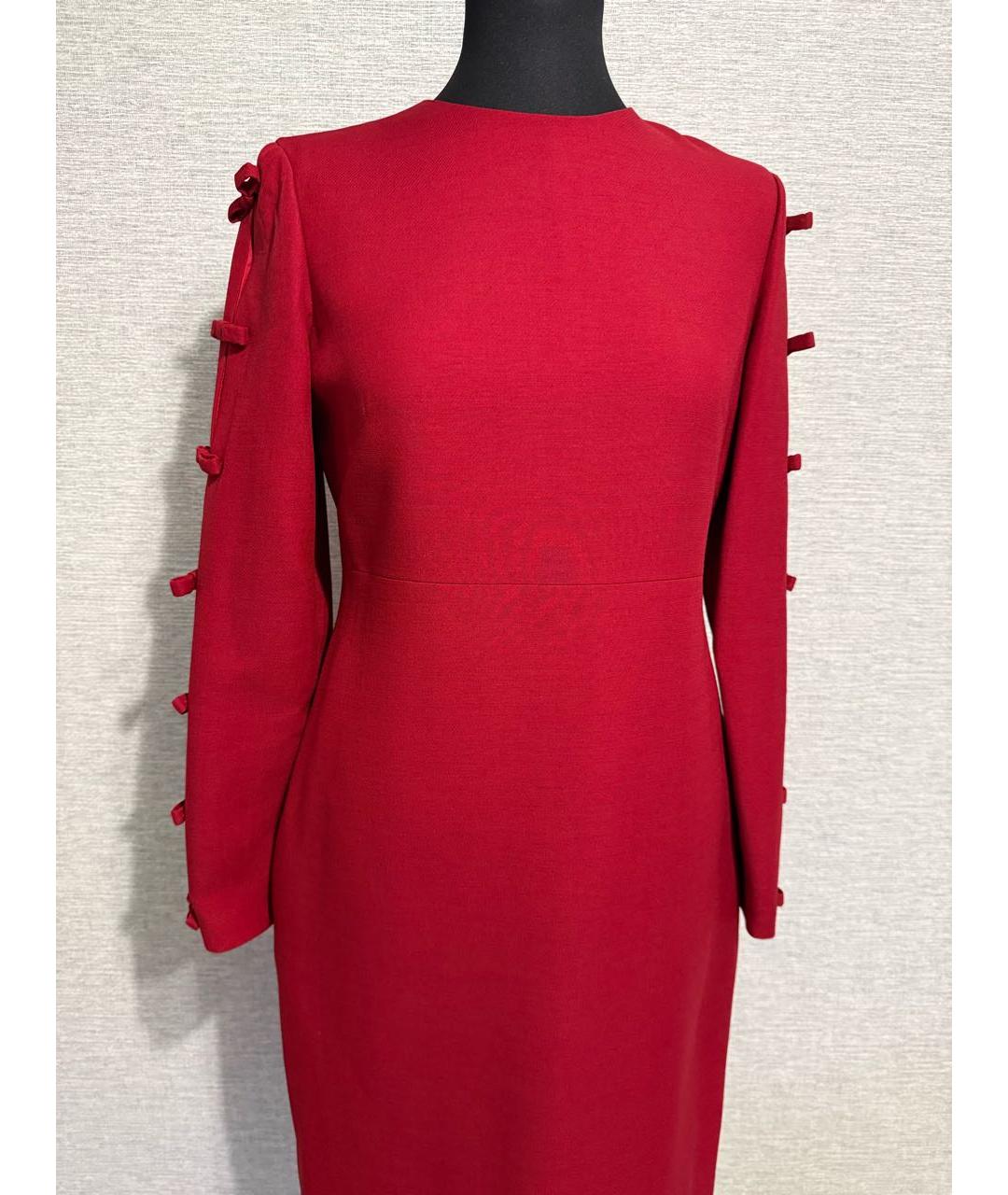 VALENTINO Бордовое шерстяное повседневное платье, фото 4
