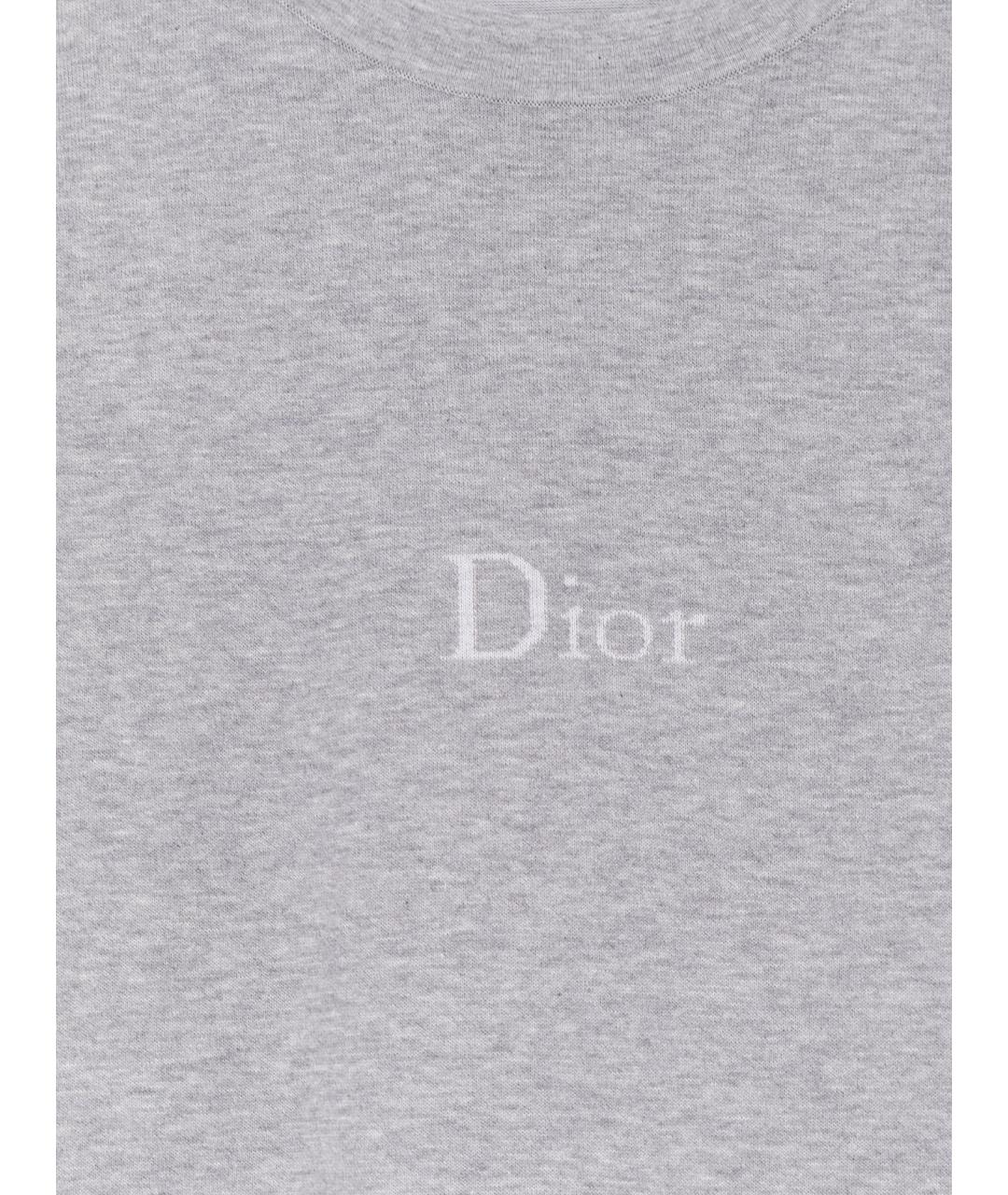 CHRISTIAN DIOR Серая хлопковая футболка, фото 3