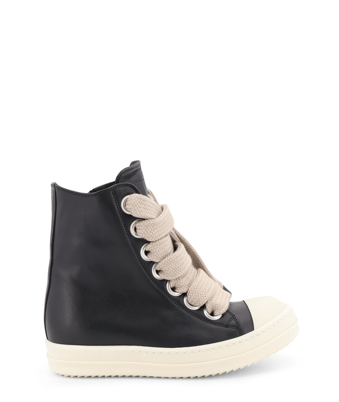 RICK OWENS Черные кожаные кроссовки, фото 1