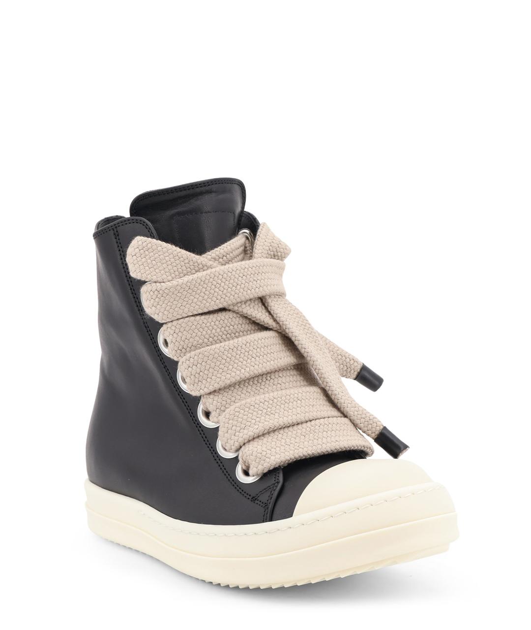RICK OWENS Черные кожаные кроссовки, фото 2