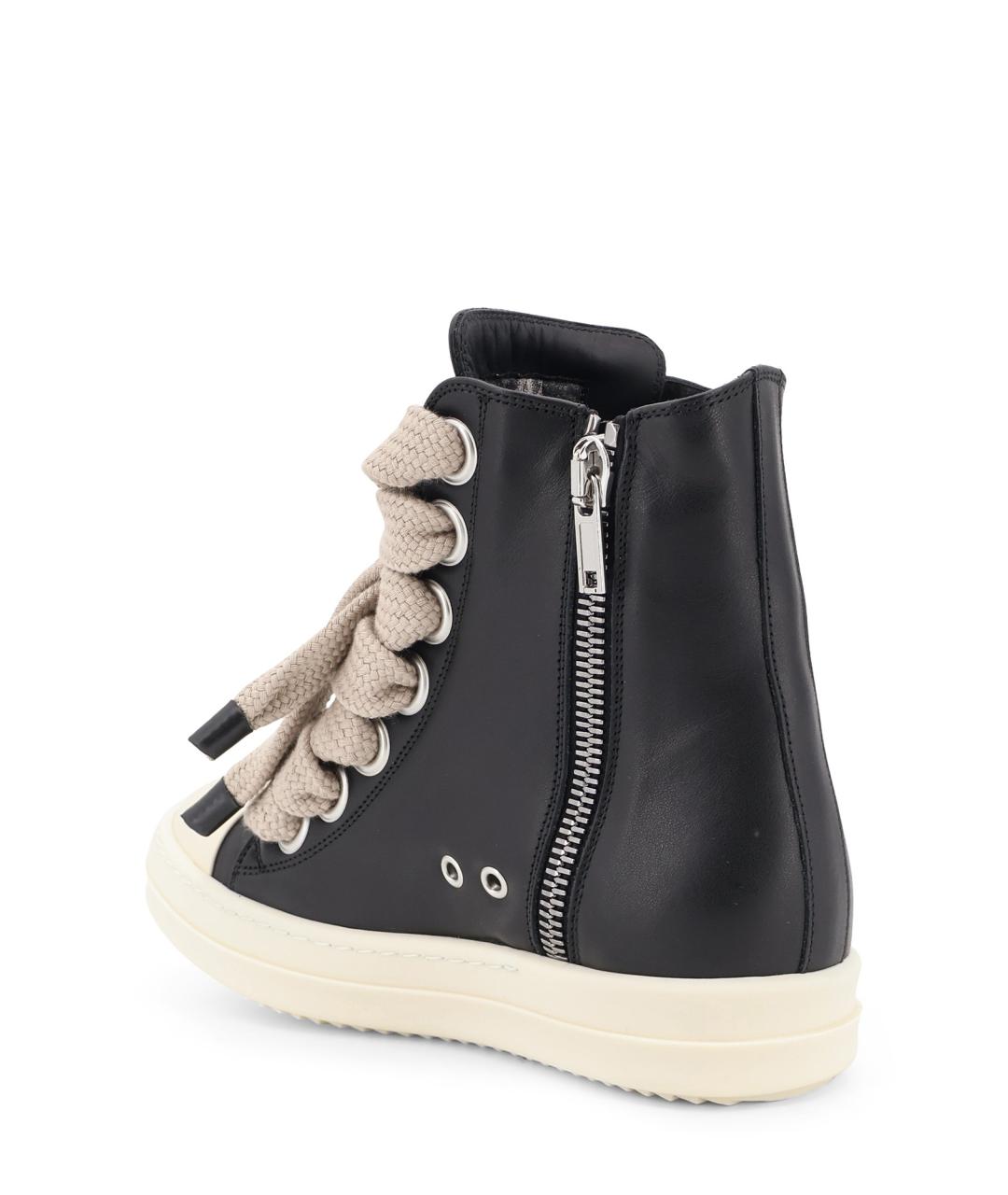 RICK OWENS Черные кожаные кроссовки, фото 3