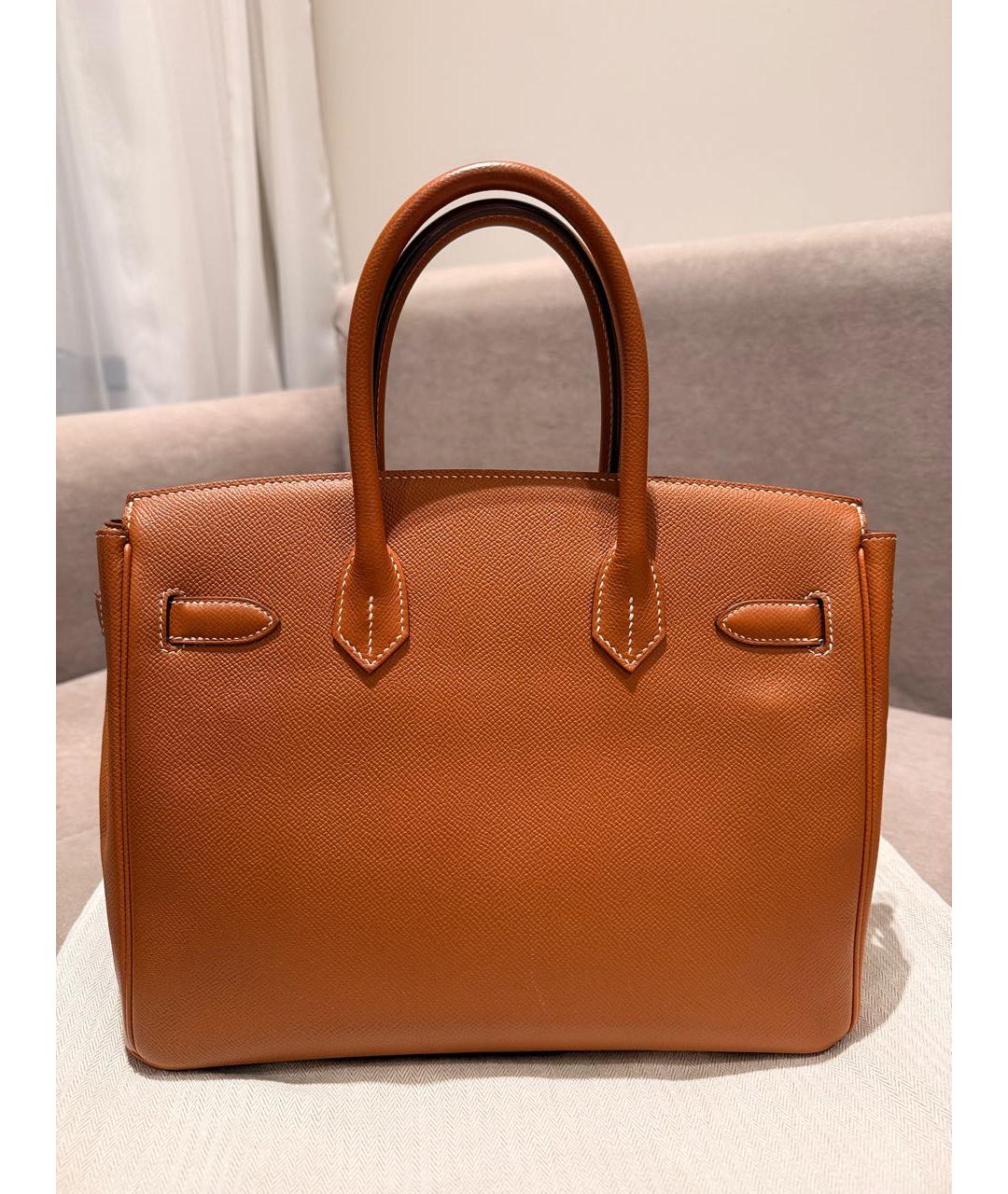 HERMES Коричневая кожаная сумка с короткими ручками, фото 3
