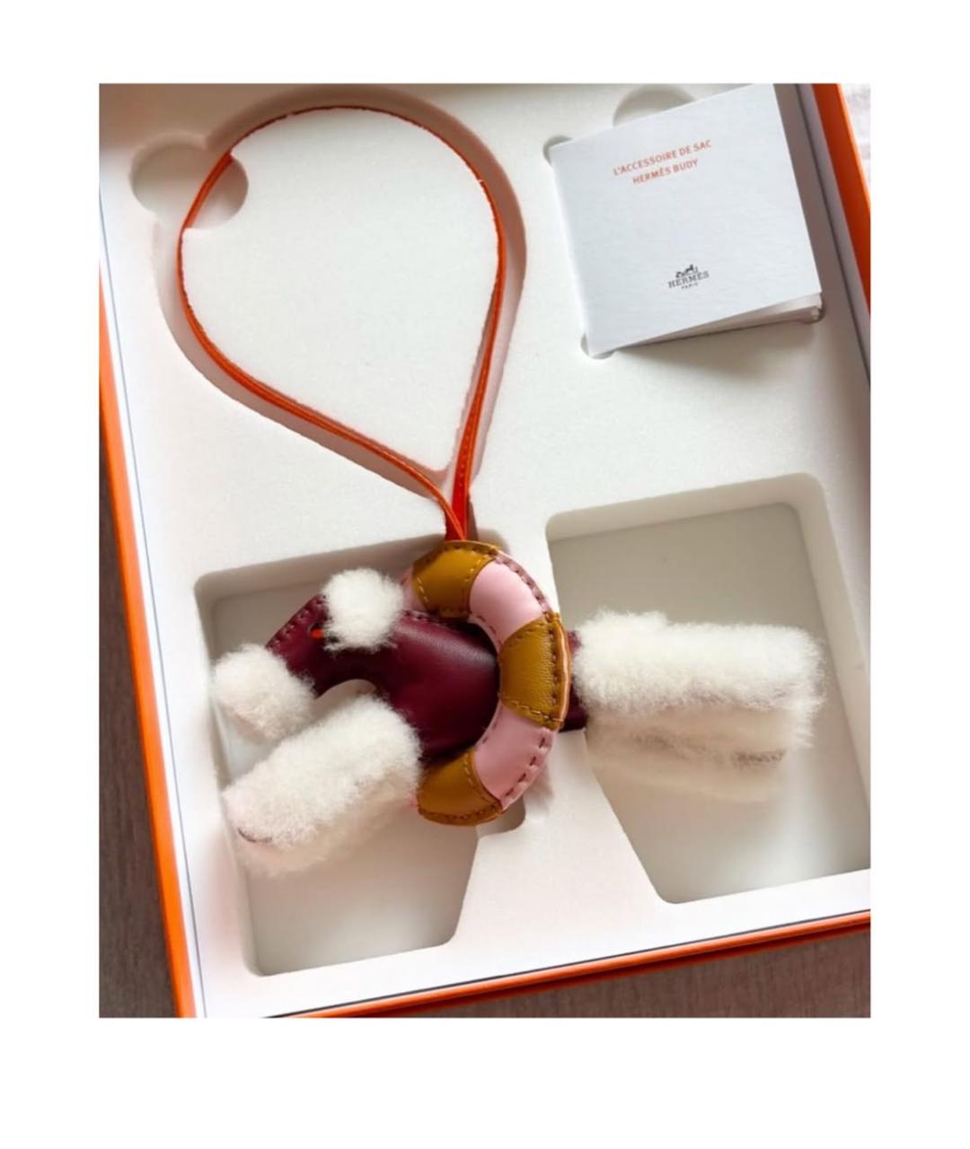 HERMES Бордовый брелок, фото 2
